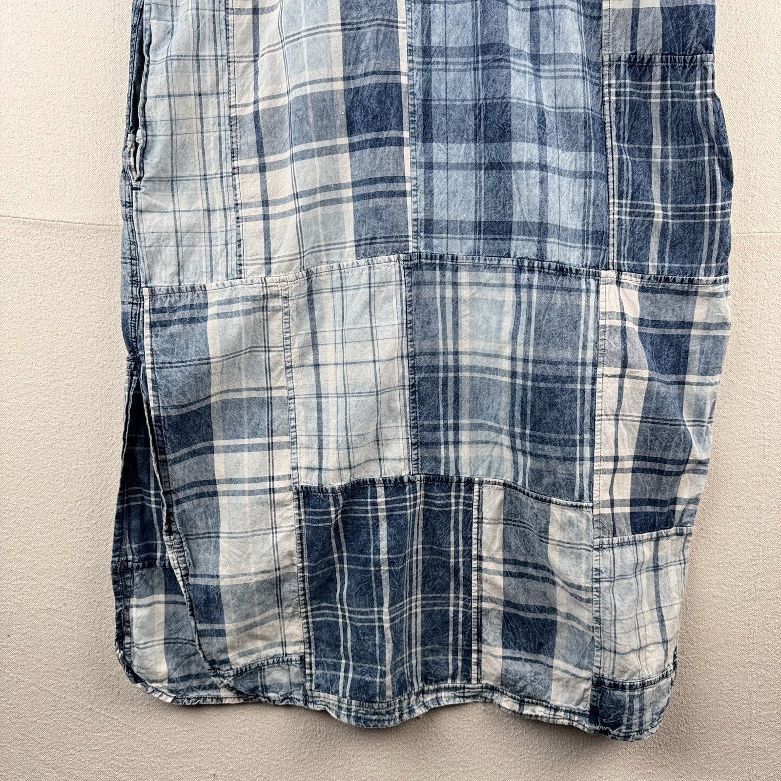 Polo Ralph Lauren Plaid-Patchwork Henley Cotton Shirt Dress Women’s 6