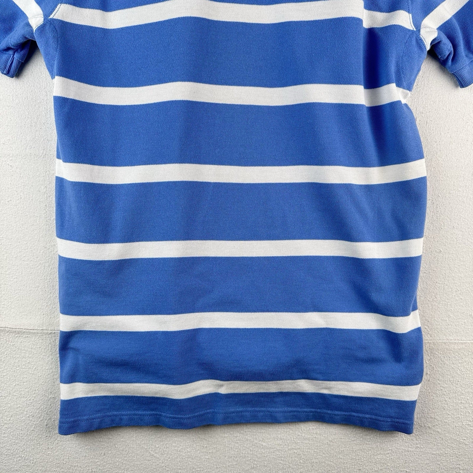 Vtg Polo Ralph Lauren Men's M Short Sleeve Quilted Rugby Light Blue White Stripe