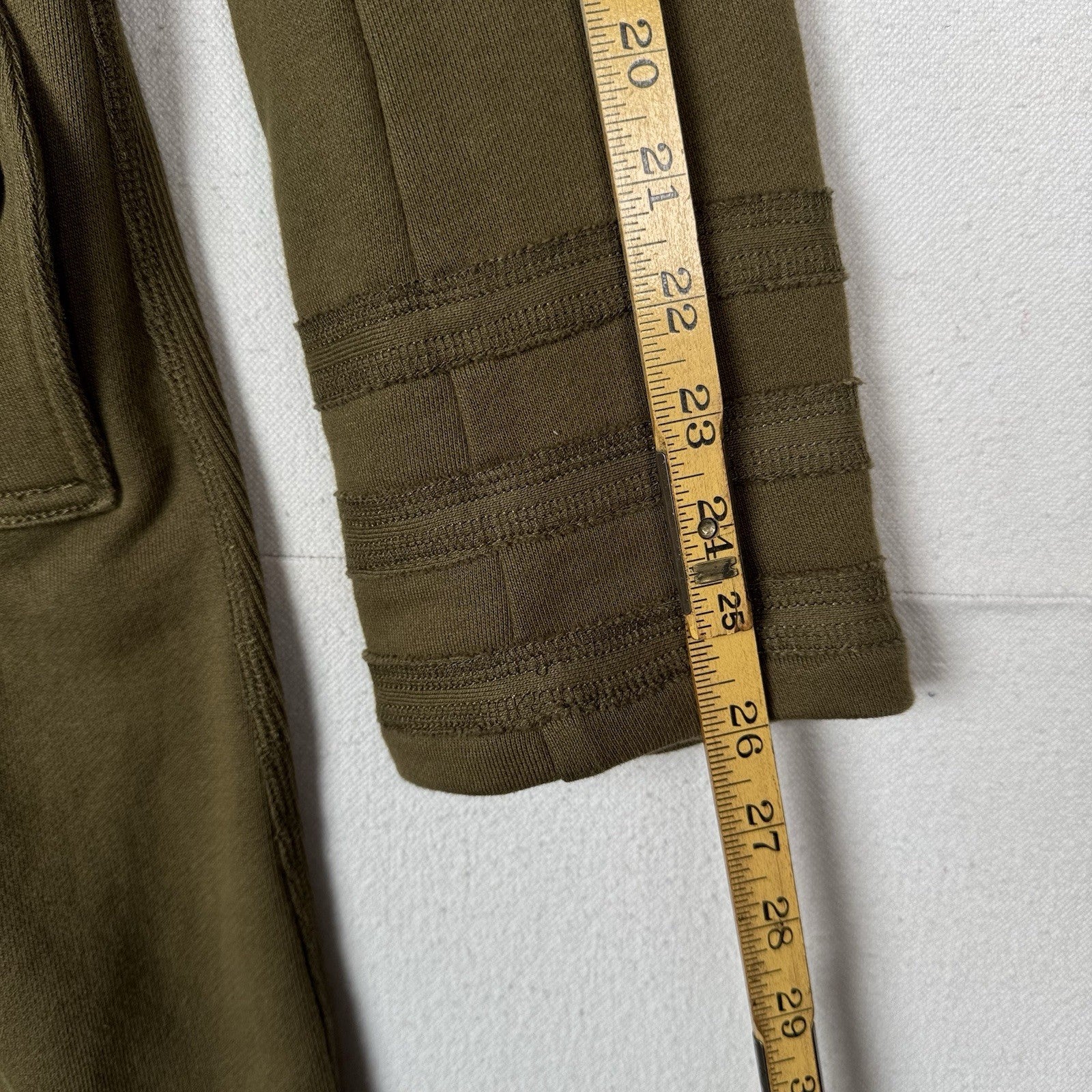 Military Style Double Breasted Knit Green Brown Long Trench Jacket Women’s Small