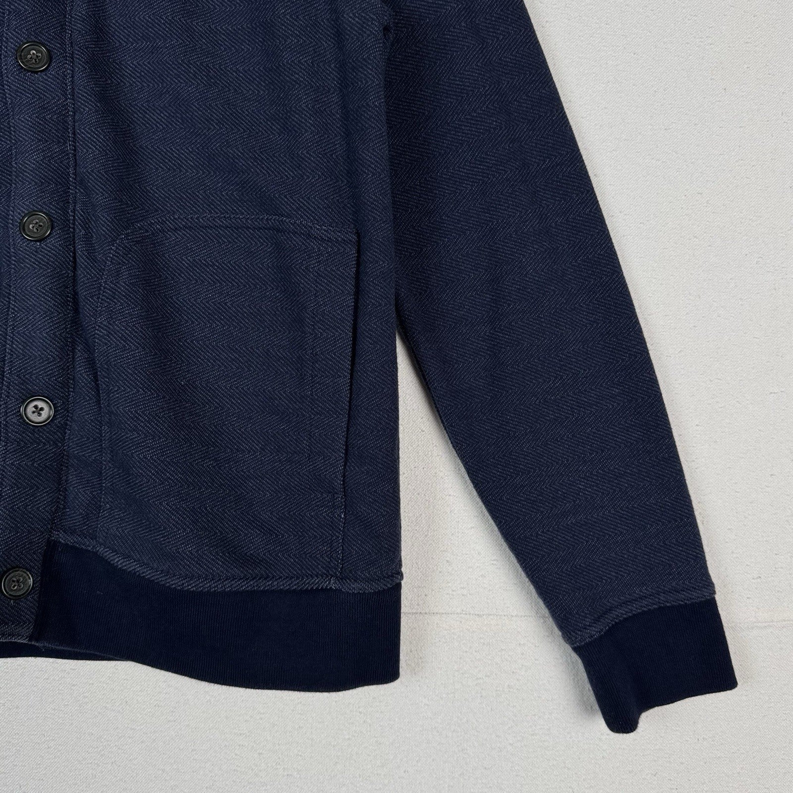 Banana Republic Zip/Button Sweater Herringbone Blue Men’s Large Jacket