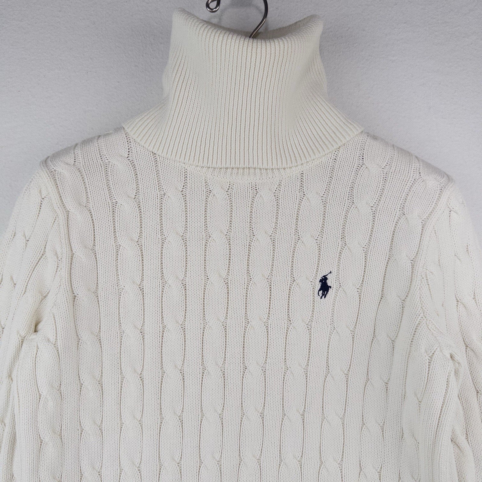 Polo Ralph Lauren Sport Cable Knit Sweater Women’s Medium White Turtle Neck