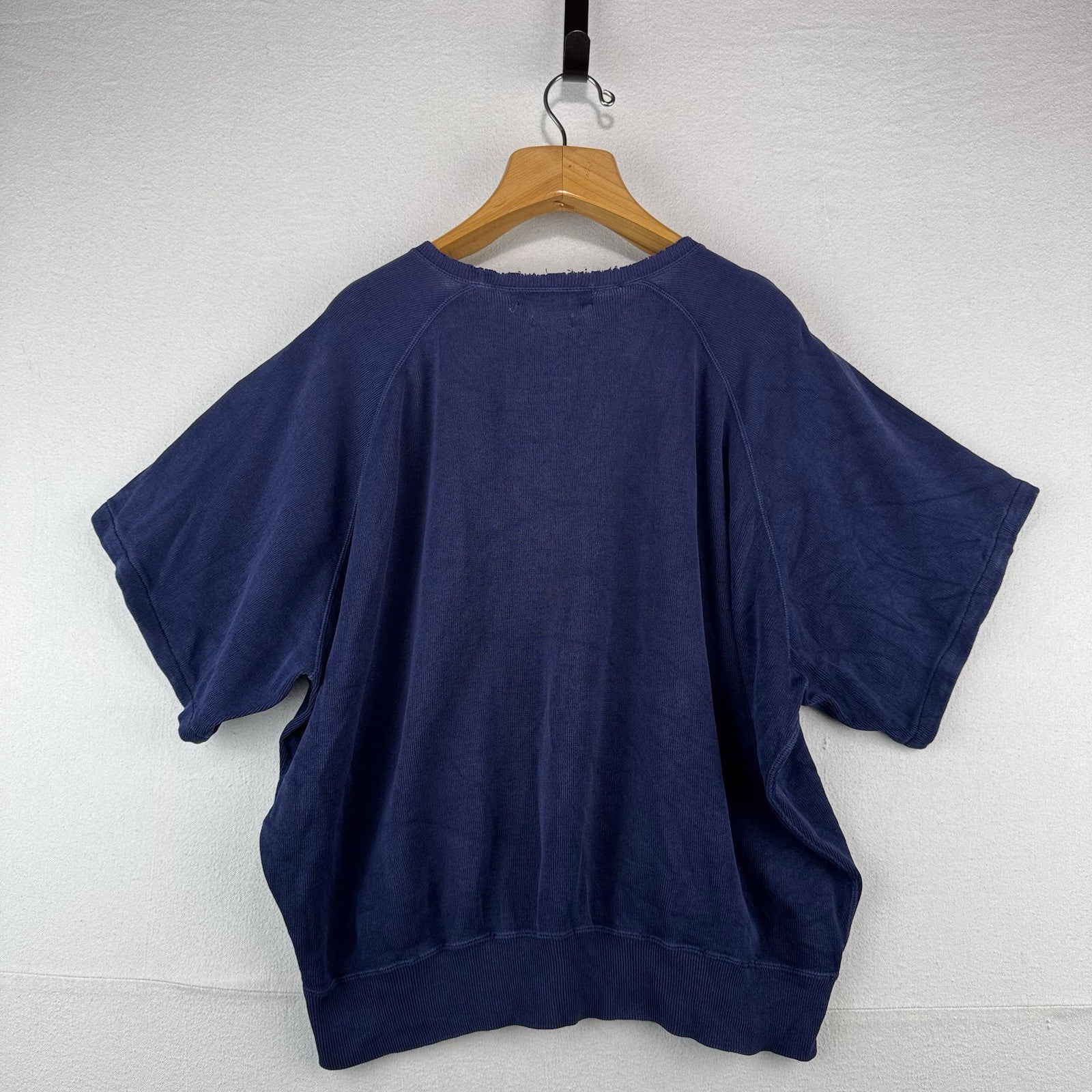 90’s Vtg Polo Ralph Lauren Raglan Short Sleeve Sweatshirt Blue XL *Distressed