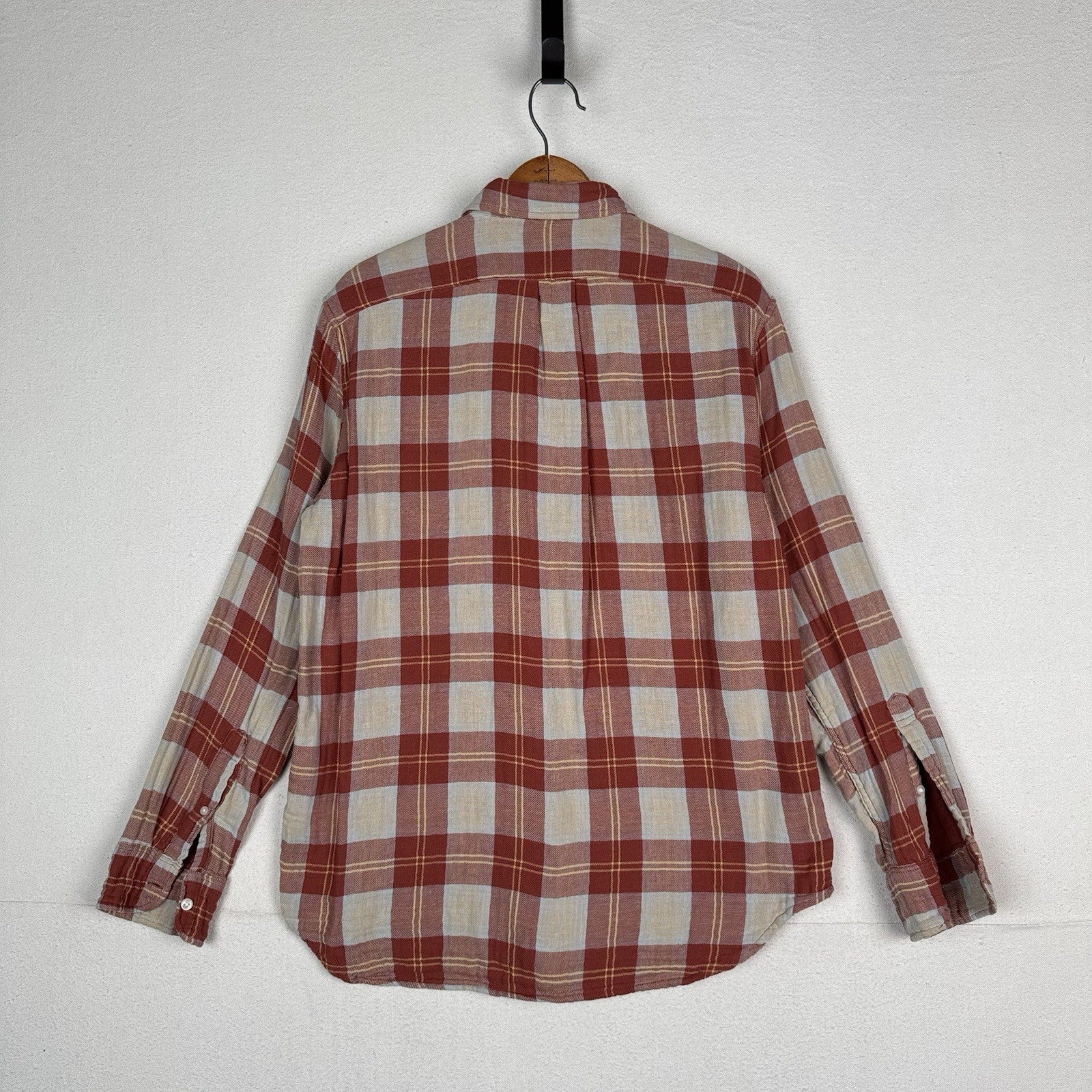J.Crew Shirt Men’s L Double Weave Slim Fit Plaid Shirt Burnt Orange Red
