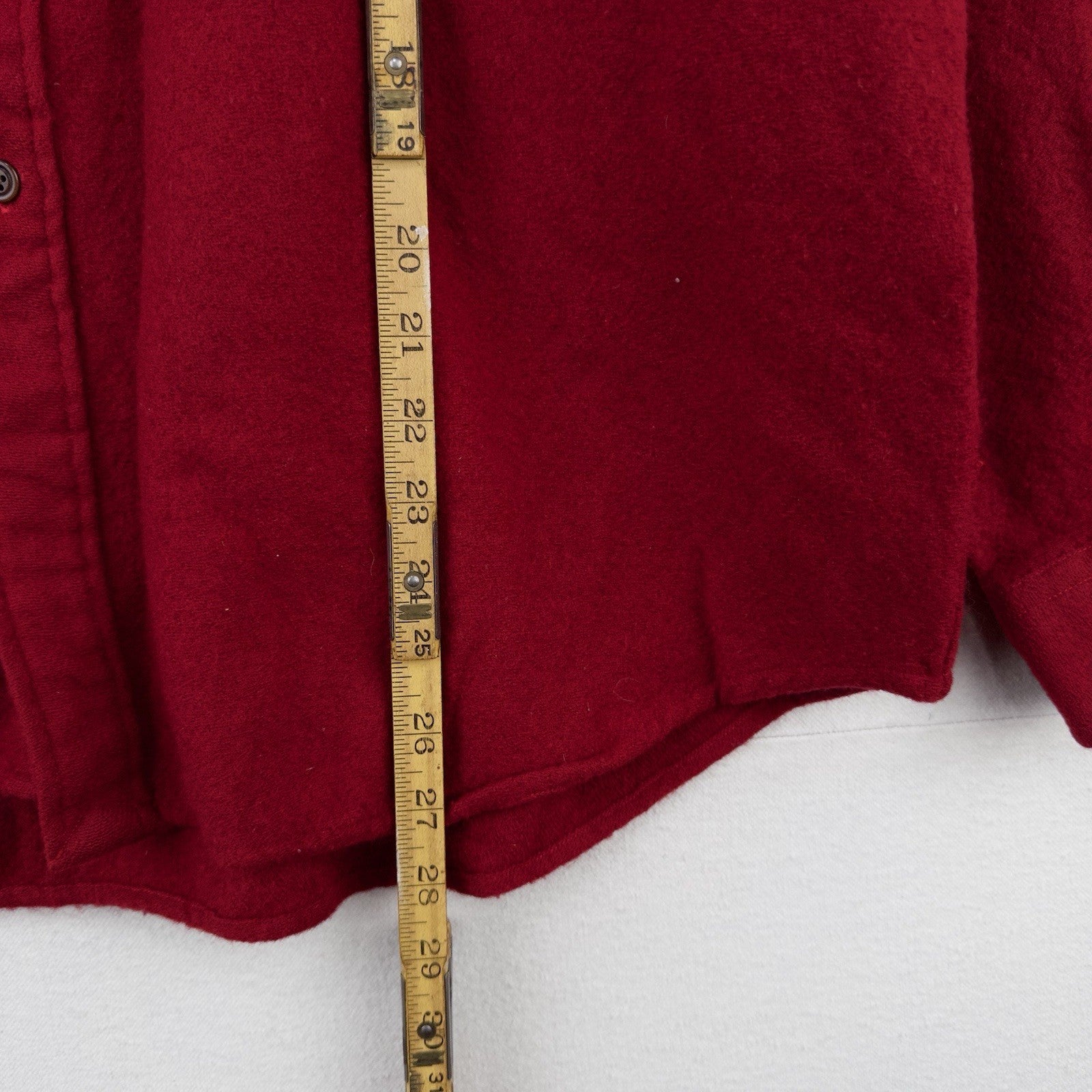 90s Vtg Polo Ralph Lauren Red Lowell 100% Wool Button Up Shirt Boxy *Distressed