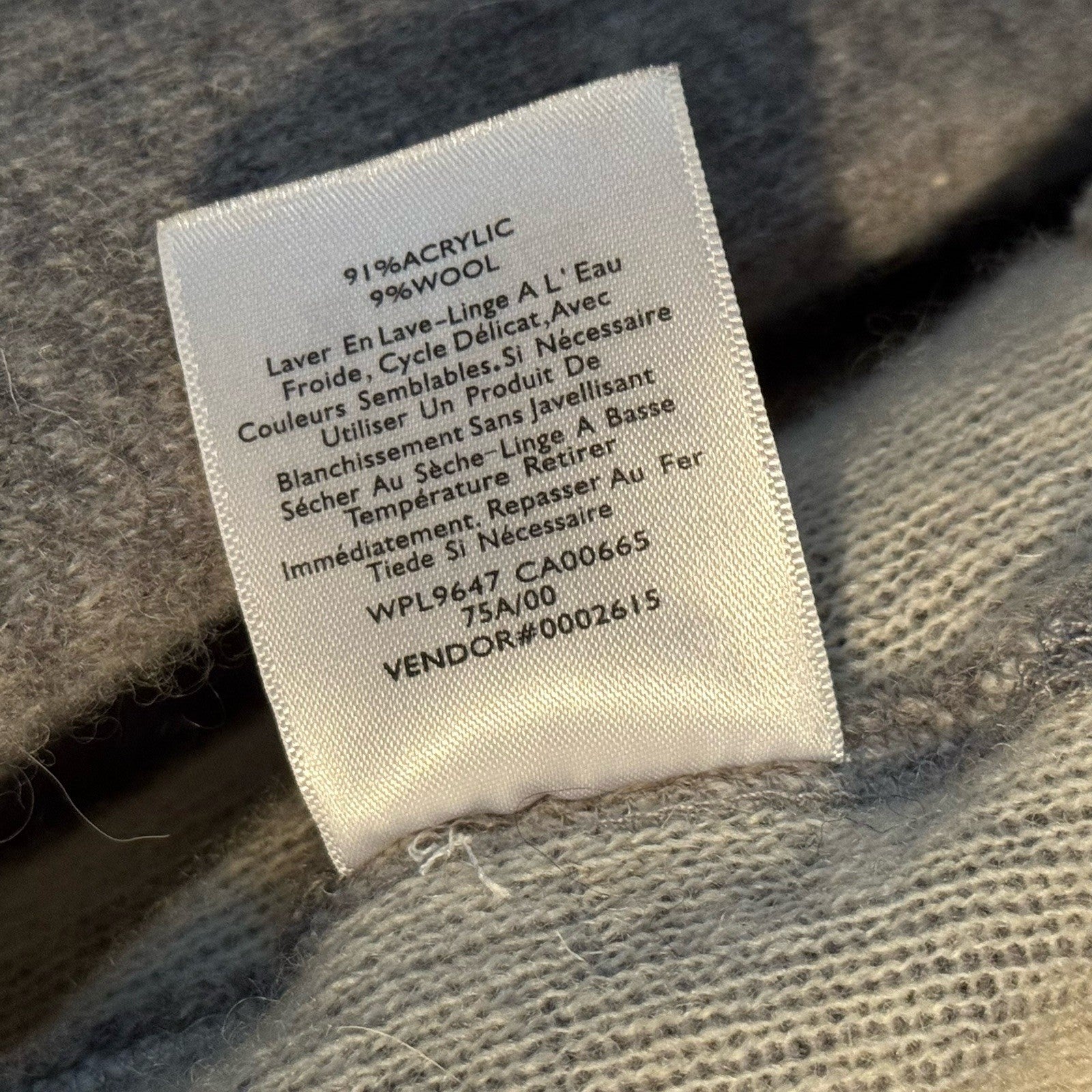 Eddie Bauer Gray Wool Acrylic Blend Sweater Full Zip Hooded Women's Medium
