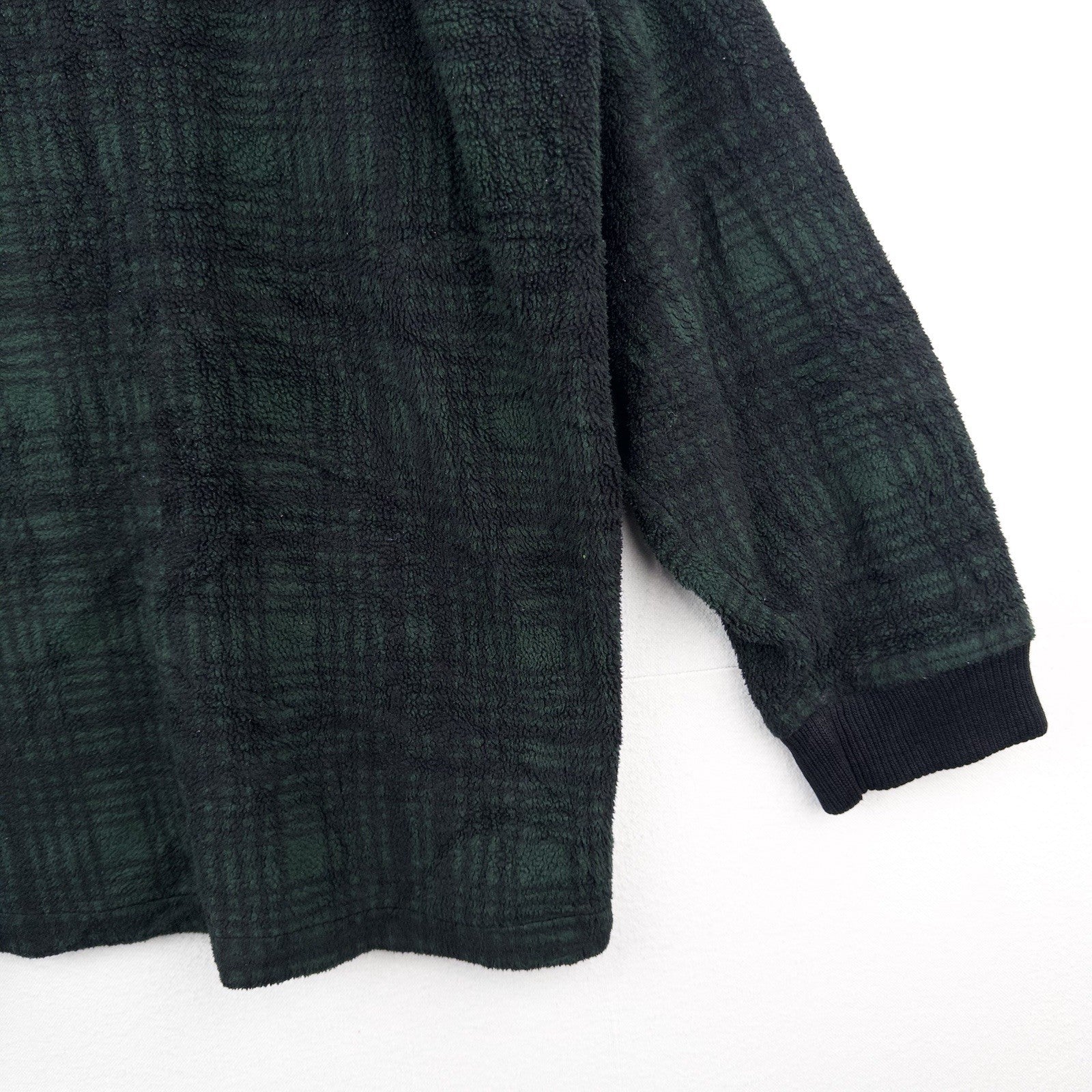 90’s Vtg Polo Ralph Lauren Hoodie Mens XL Green 1/4 Zip Tartan Plaid Fleece USA