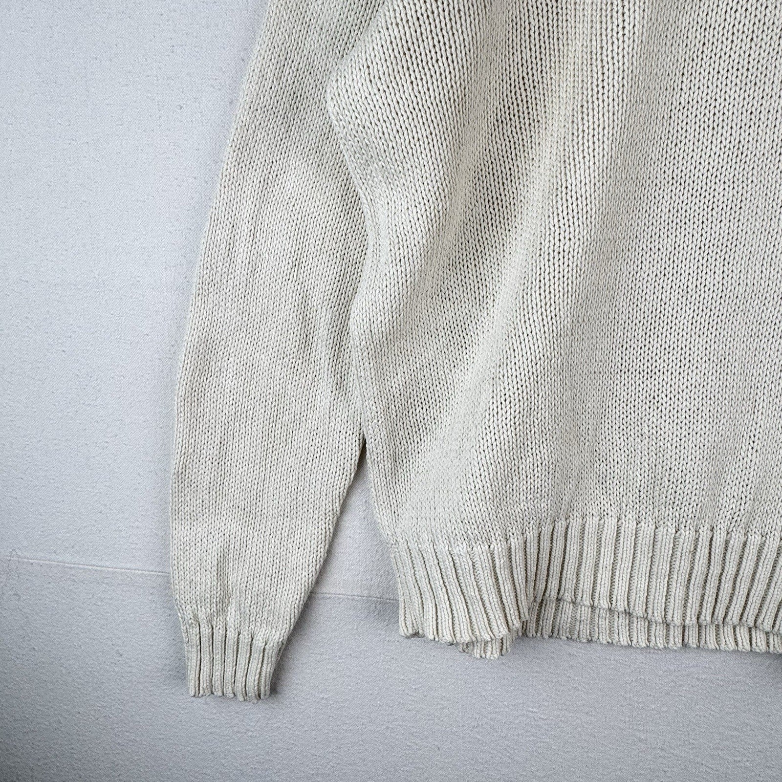 90’s Vintage Polo Ralph Lauren Sweater Men’s Large Ivory Linen Pullover