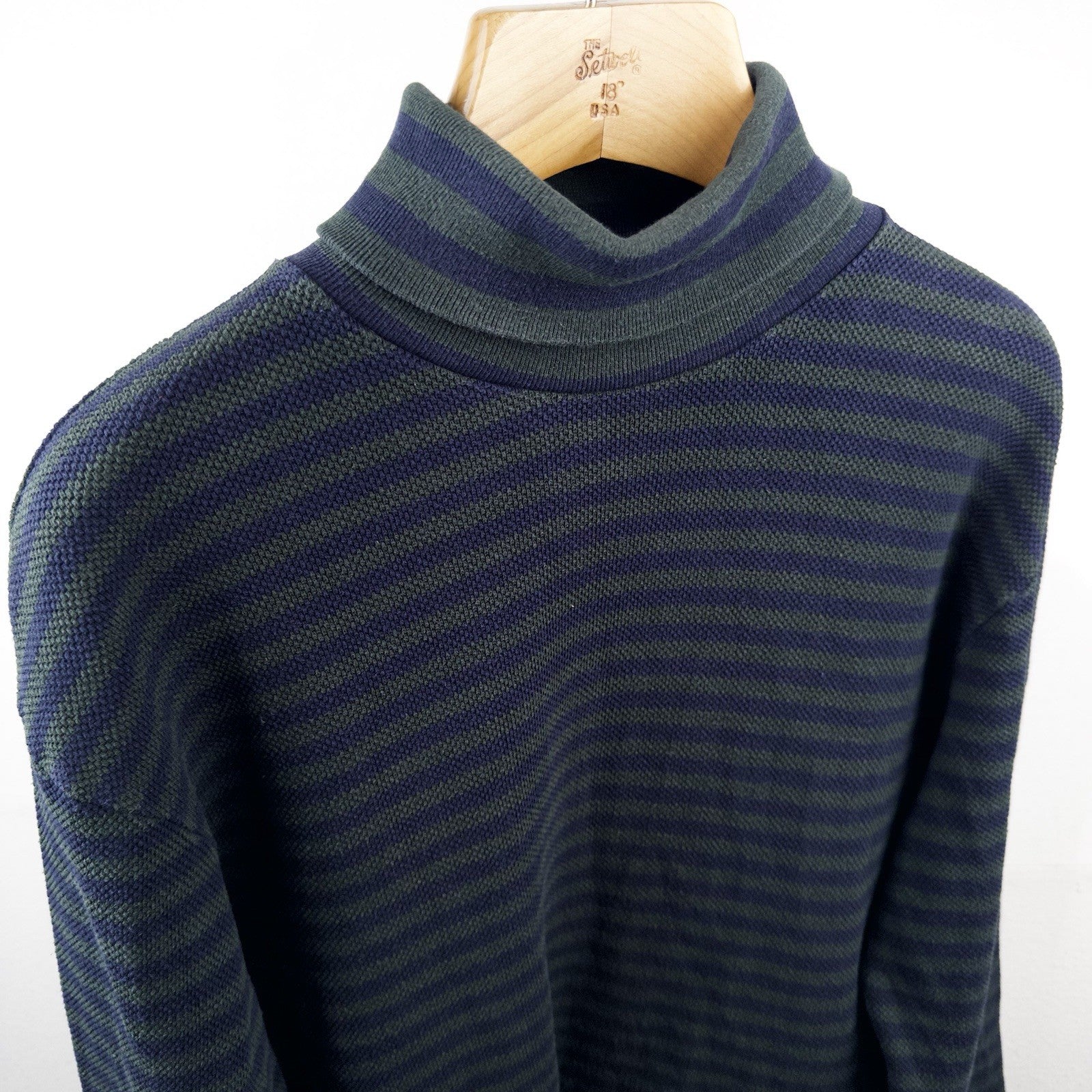 80’s Vtg Polo Ralph Lauren Men’s L Waffle Knit Stripe Turtleneck Made In USA
