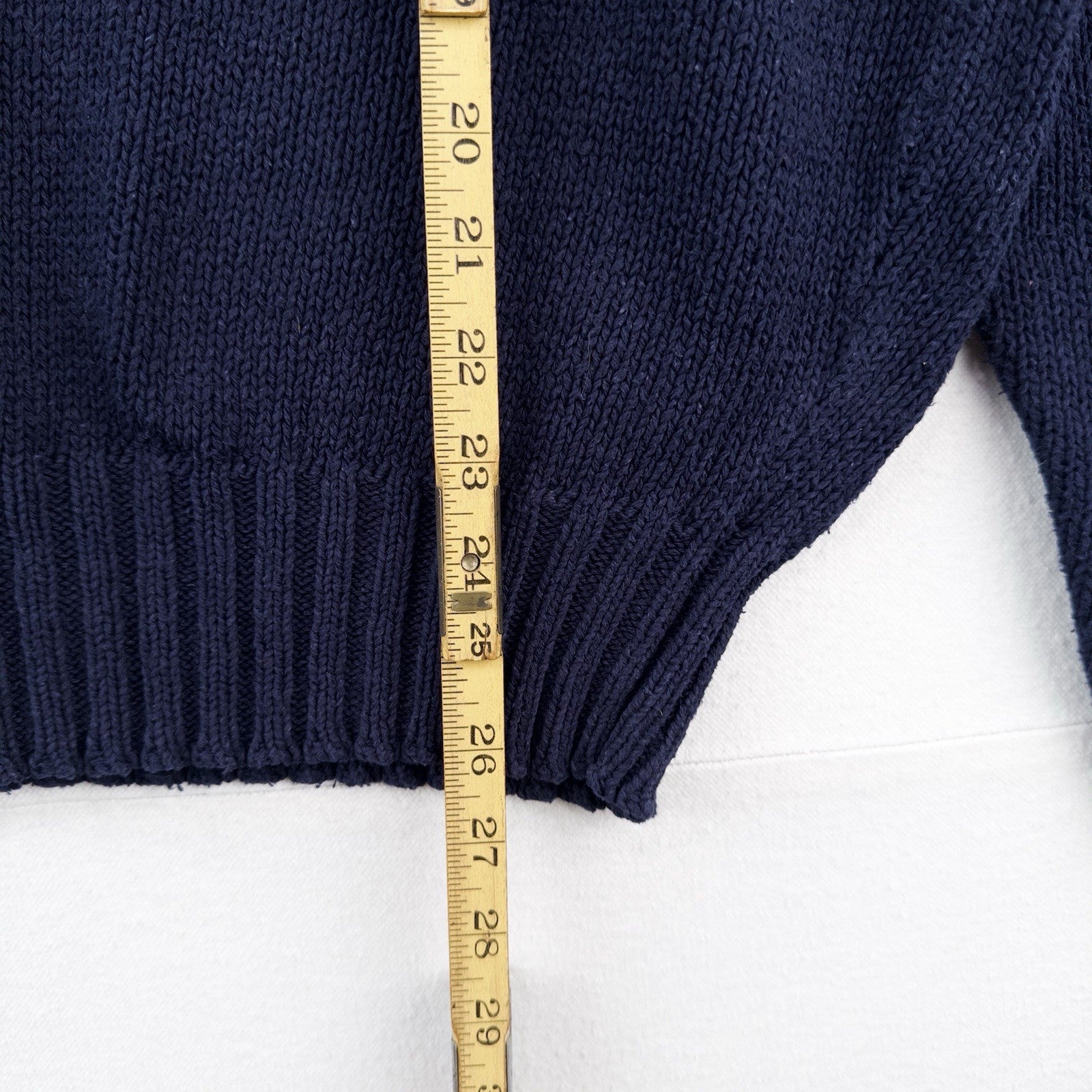 90's Vintage Polo Ralph Lauren Sweater Men's L Navy Blue Crewneck 100% Cotton