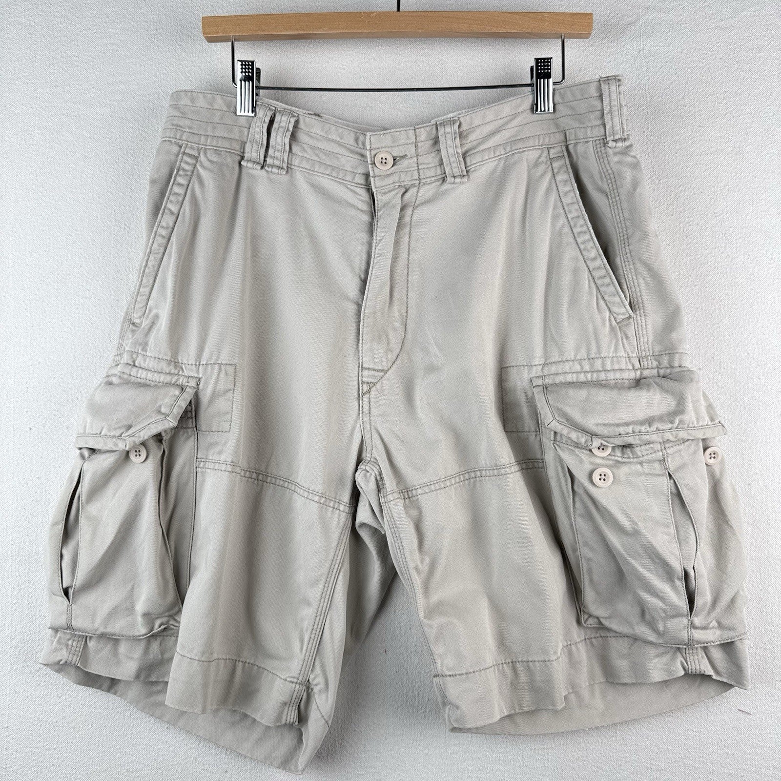 Polo Ralph Lauren Chino Classic Cargo Shorts Vintage Tan Khaki Men’s 34x9
