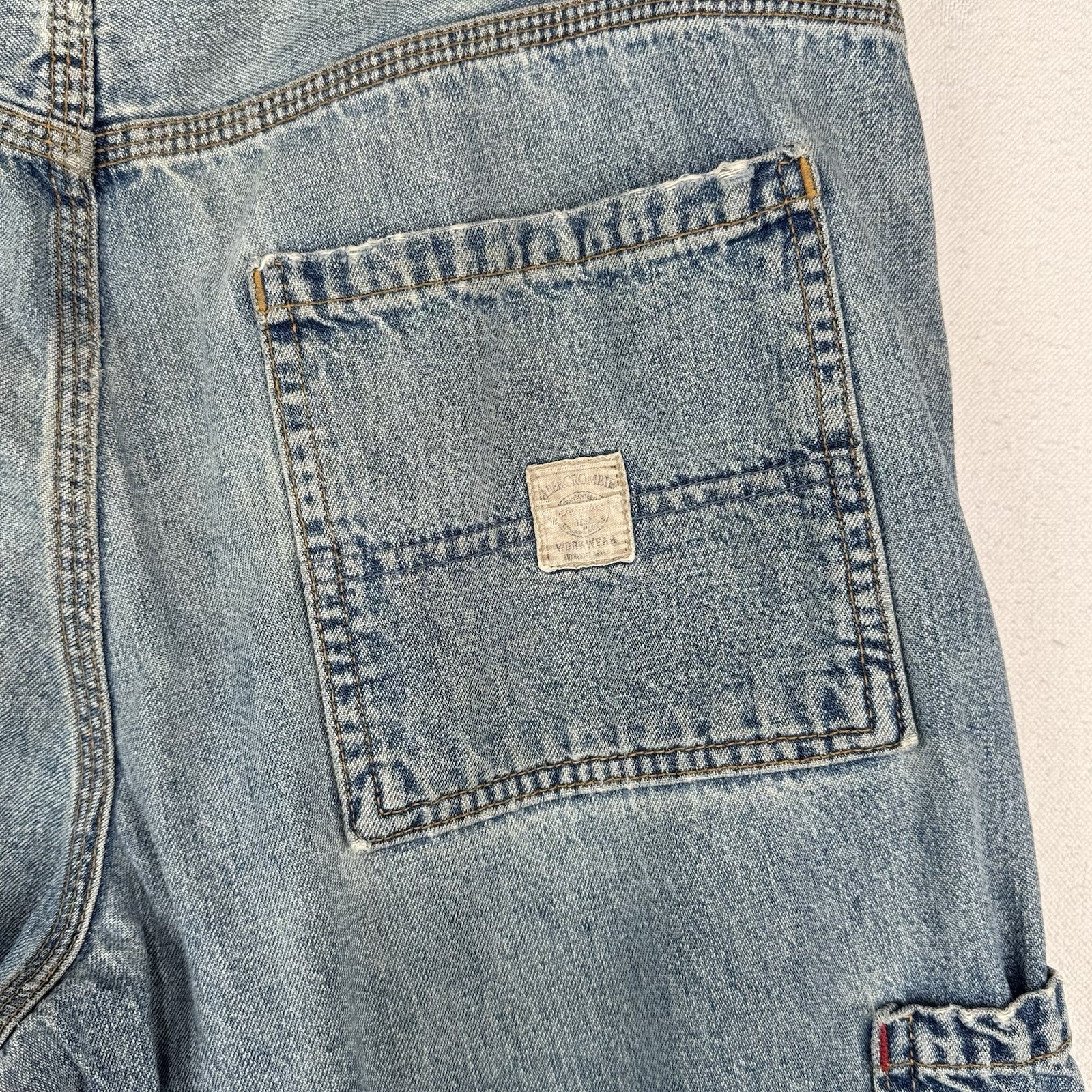 Vintage Abercrombie & Fitch Carpenter Jeans 32x29 Blue Baggy Straight Distressed