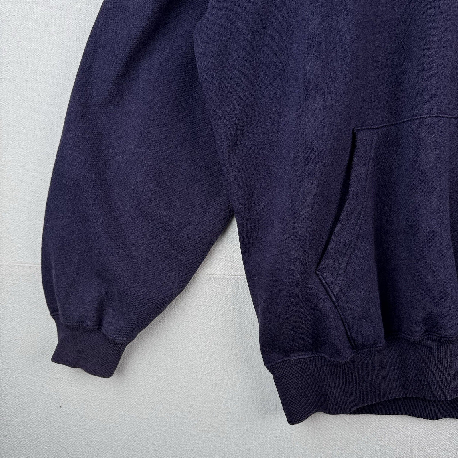 90’s Vtg GAP Athletic Hoodie Men Large Blue Button Drawstring Faded Distressed