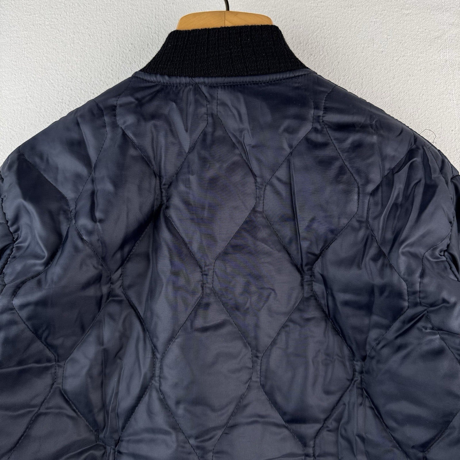 80’s Vtg Quilted Liner Jacket Blue Dacron Workwear Bomber Medium Made In USA