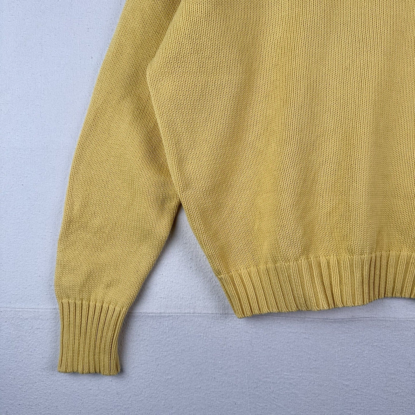 90’s Vtg Polo Ralph Lauren Sweater Men’s Large Pale Yellow Knit Cotton *Read