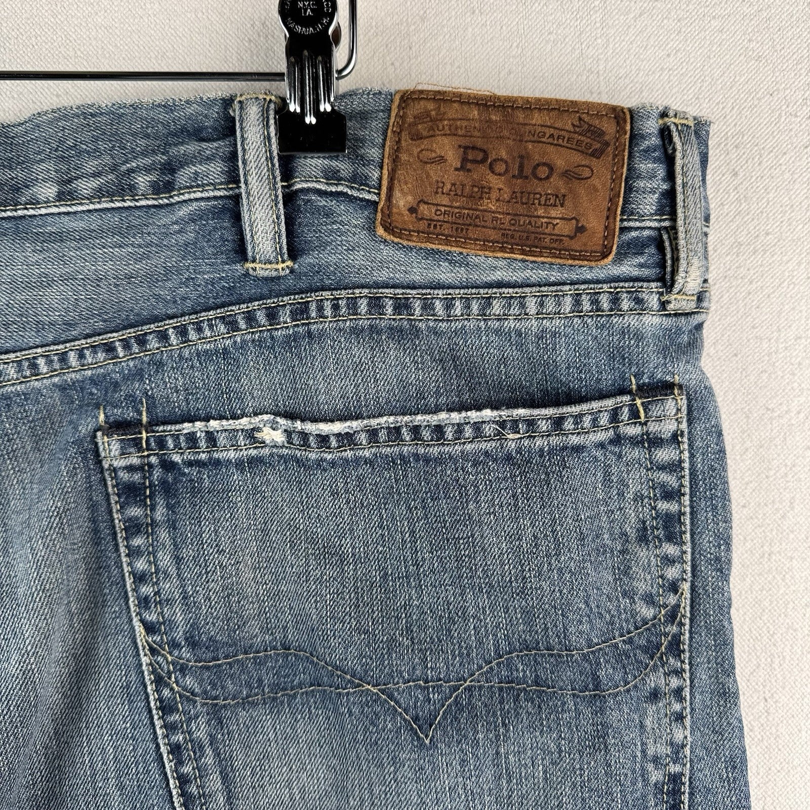 Vtg Polo Ralph Lauren Jeans Men’s 42x30 Blue Varick Slim Straight Selvage Denim