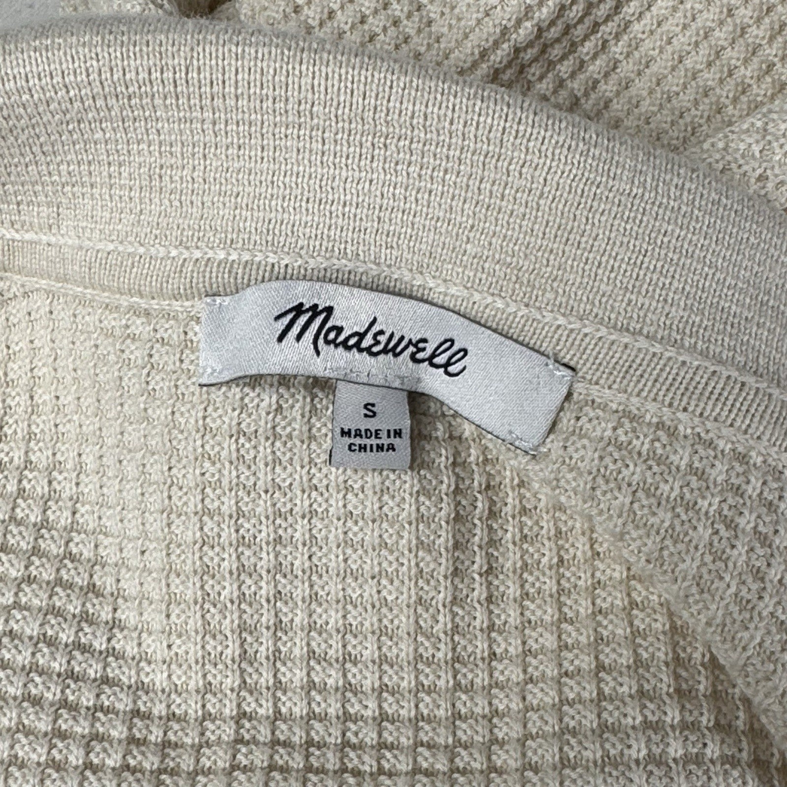 Madewell Men’s Johnny Collar Waffle Knit Polo Sweater Size Small 100% Cotton