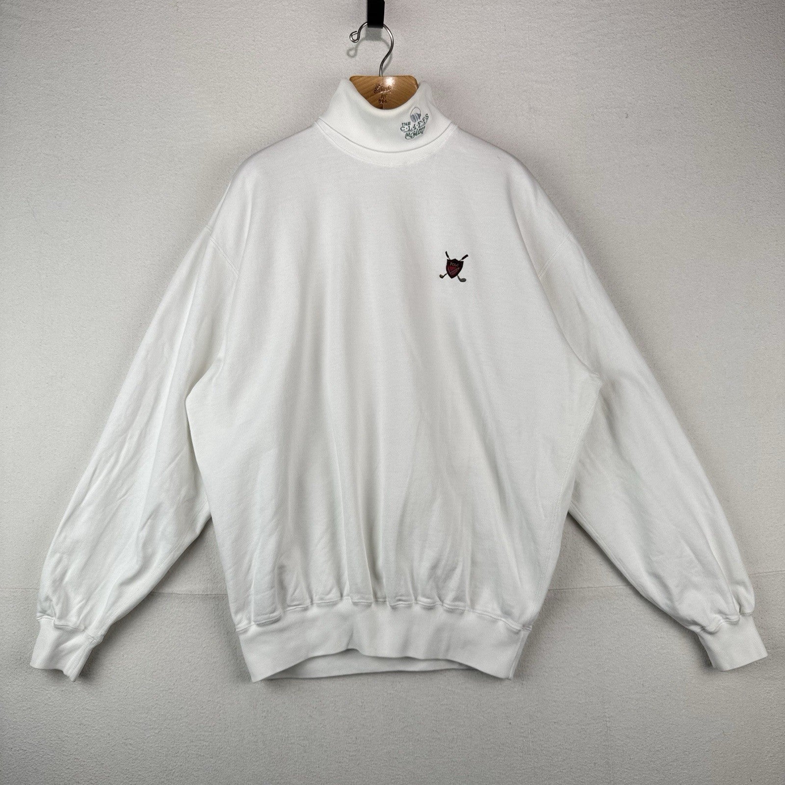 90’s Vtg Polo Ralph Lauren Sweater  Men's L Golf Turtleneck White Crest