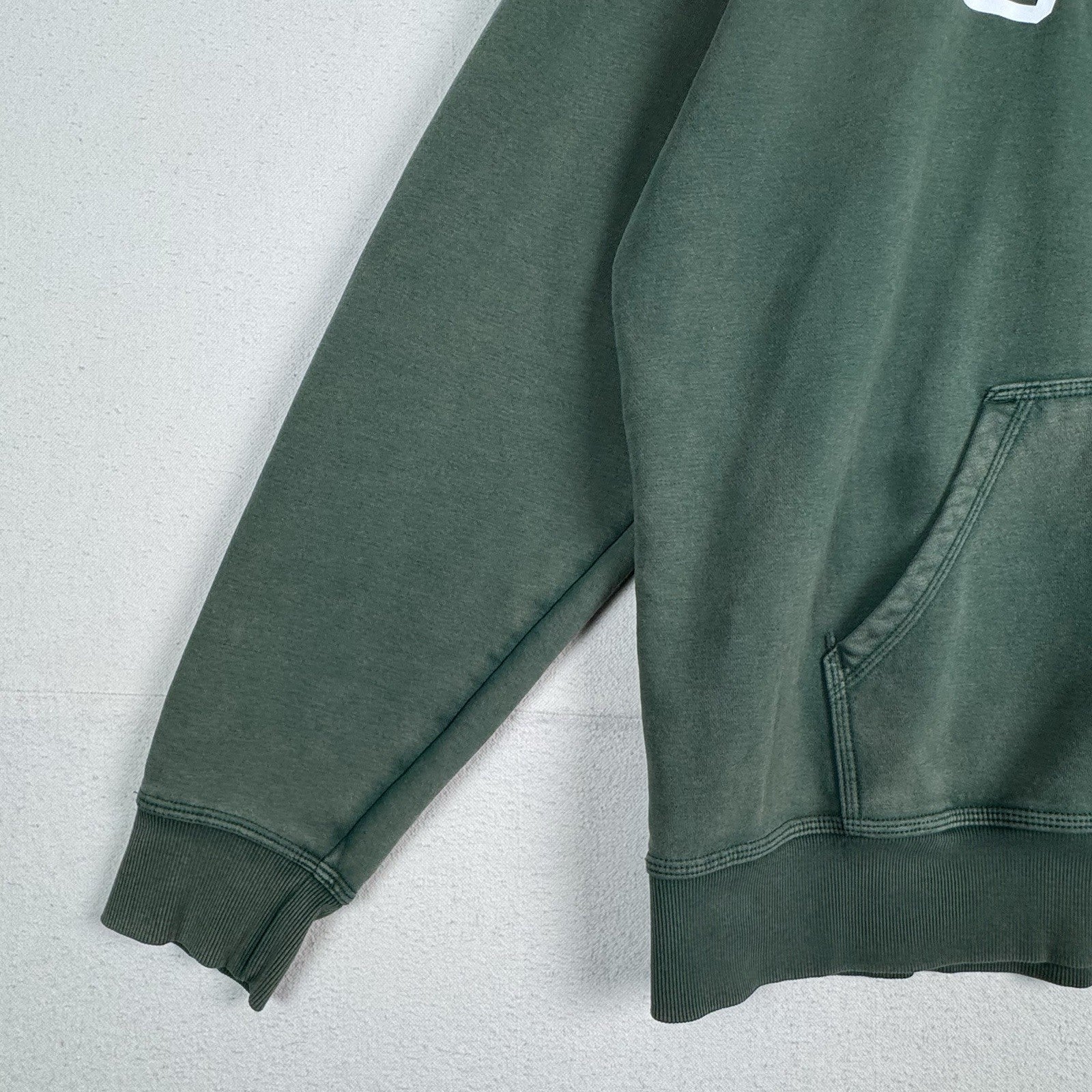 Men's Champion Soft Green Vintage Wash Varsity Graphic Hoodie Size XL