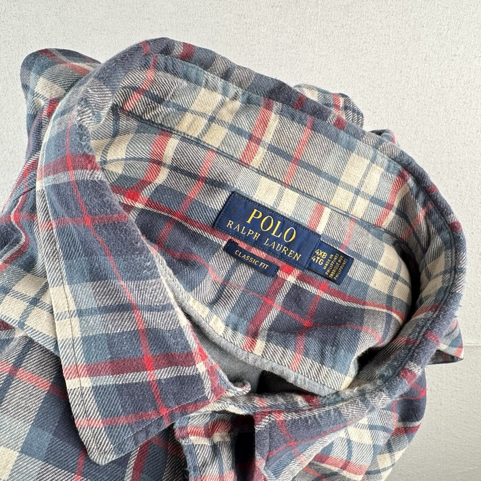 Polo Ralph Lauren Shadow Plaid Flannel Chambray Lined Button Up Classic Fit 4XB