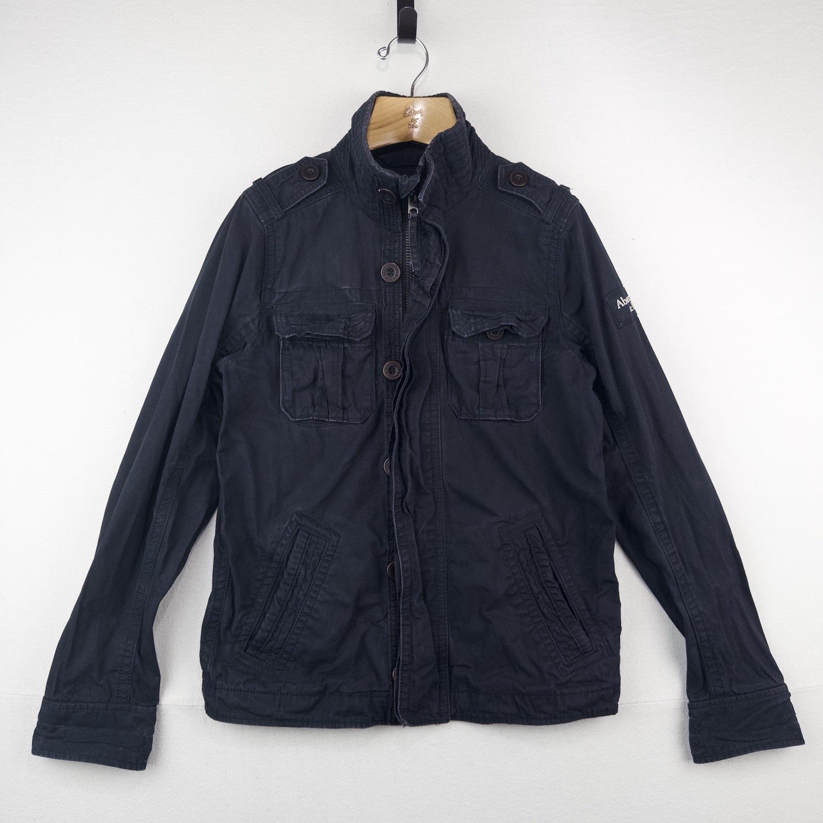 Vintage Abercrombie & Fitch Mens Medium Sentinel Cargo Military Navy Blue Jacket