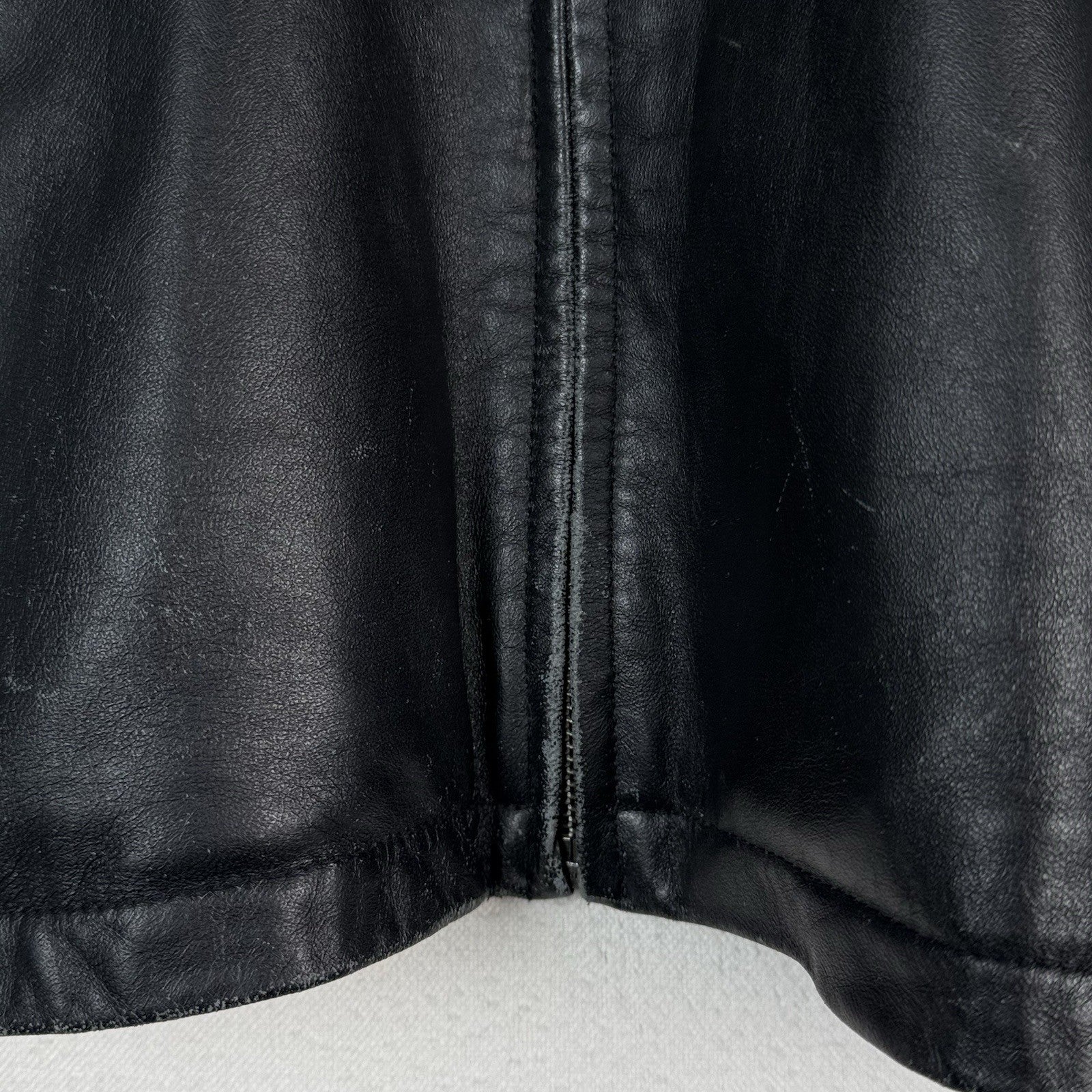 Trader Bay Leather Jacket Mens Size XL Black Full Zip Heavyweight Flight Bomber