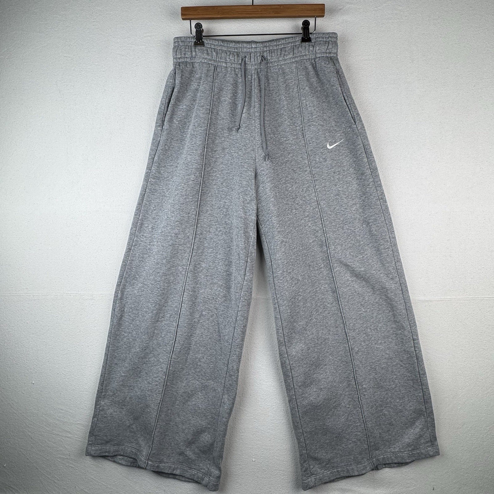 Nike Sportswear Knit Palazzo Women’s Large Wide Leg Sweatpants Grey Heather