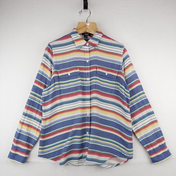 90’s Vtg CHAPS Ralph Lauren Blanket Stripe Print Button Up Shirt Men’s Large