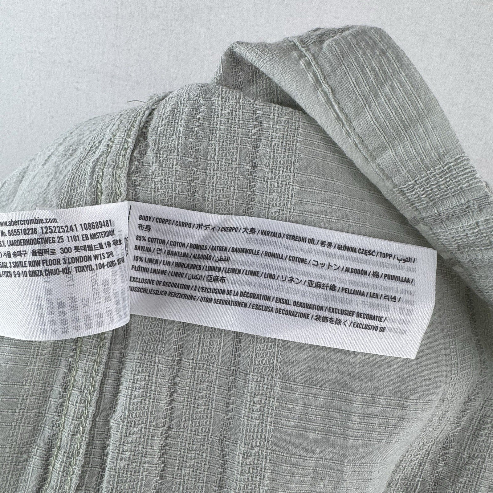Abercrombie & Fitch Shirt Men XS Sage Green Linen Blend Camp Collar Resort Shirt