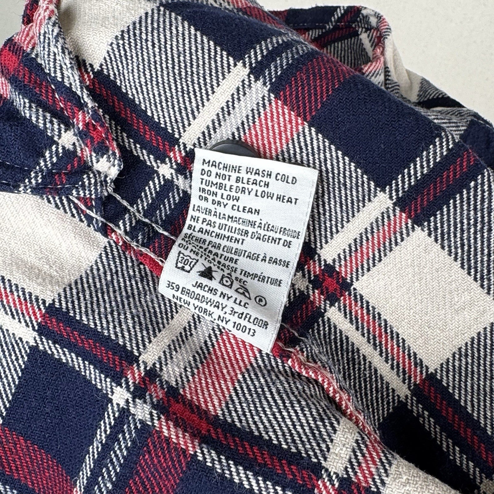 Jachs Men’s Large L Red White Blue Heritage Thick Material Flannel Button Up