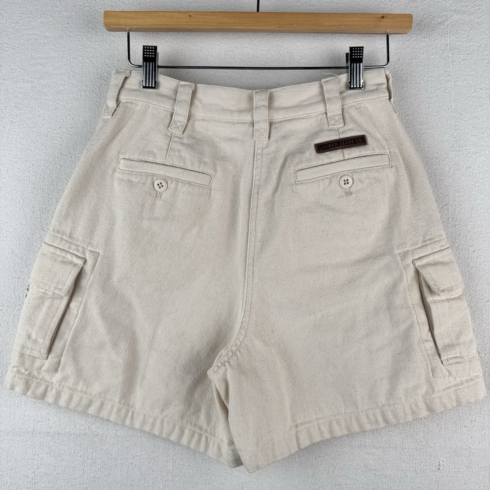 Ralph Lauren Canvas Cargo Shorts Women’s 6P Beige 100% Cotton 4” *Read