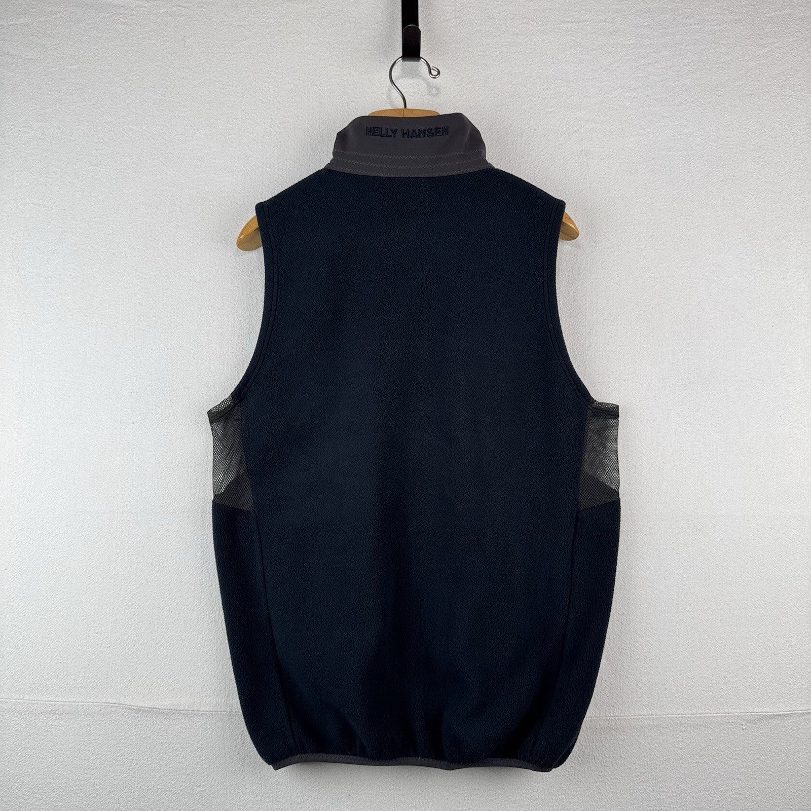 Helly Hansen Fleece Vest Men’s L Full Zip Blue Vest Embroidered Spell-out Mesh