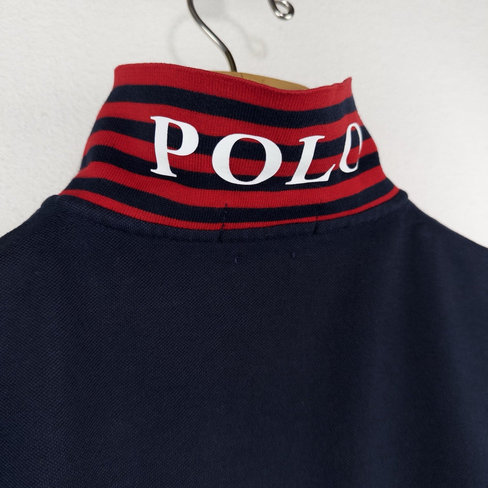 Polo Ralph Lauren Men’s XL Striped Trim Polo Shirt Navy Custom Slim Fit