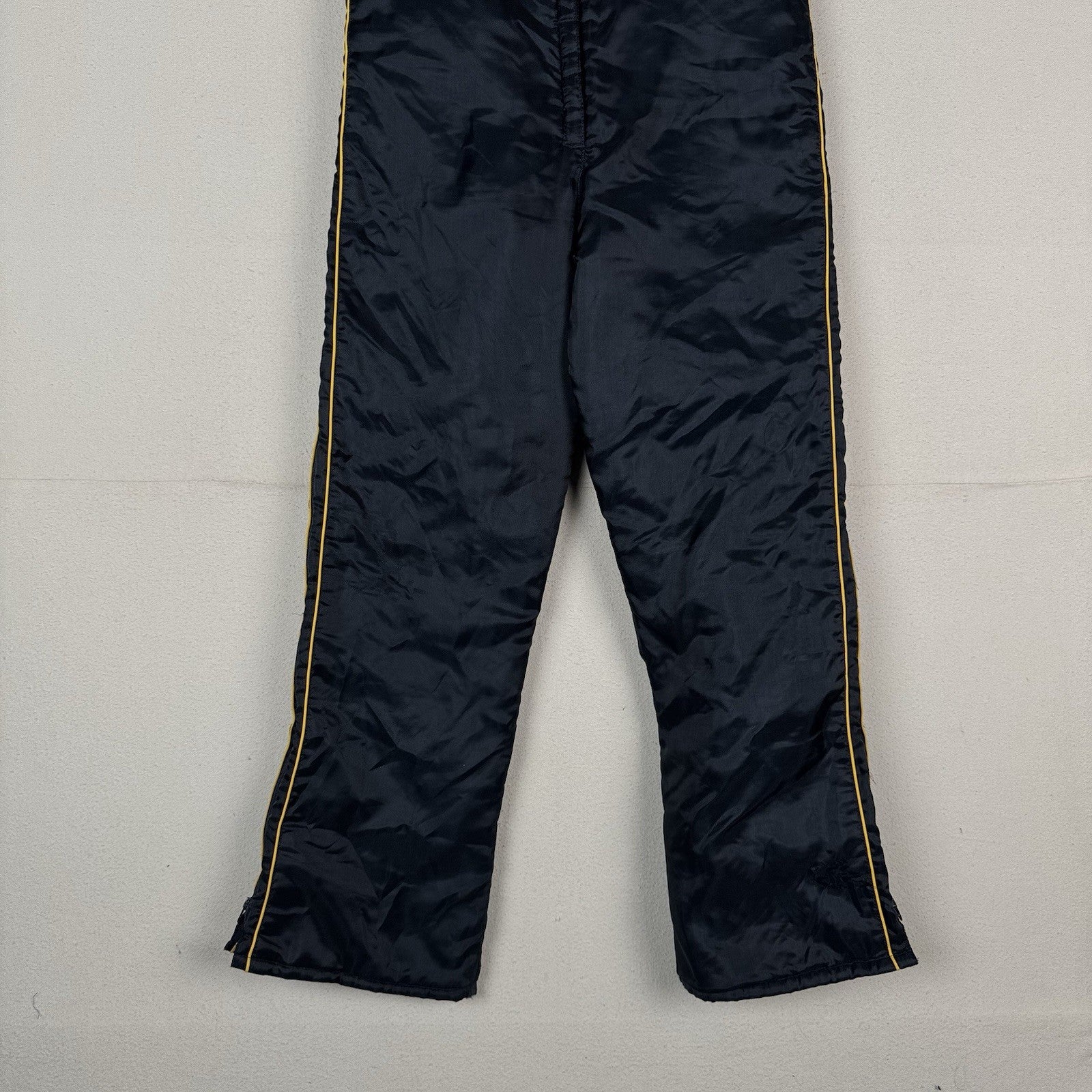 Vtg Polaris Snowmobile Bibs Overalls Womens M Blue Yellow Striping 70s 80s USA