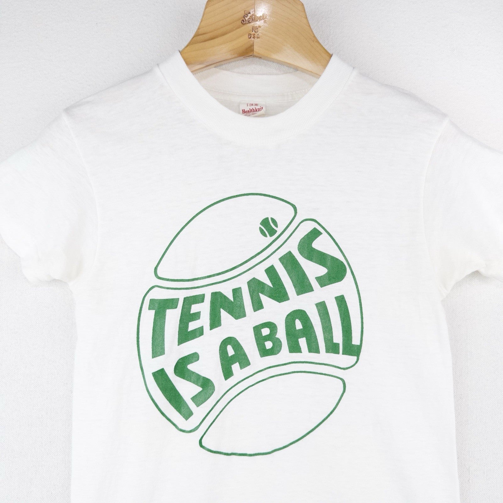 70’s Vtg Tennis Is A Ball Healthknit Single Stitch T-Shirt Small 34-36 Made USA