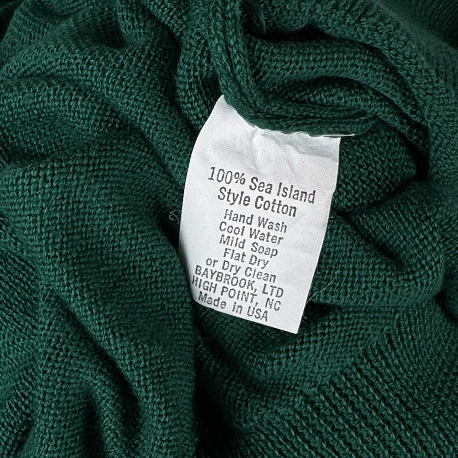 80’s Deadstock 100% Sea Island Cotton Polo Button Long Sleeve Green 2XL Made USA
