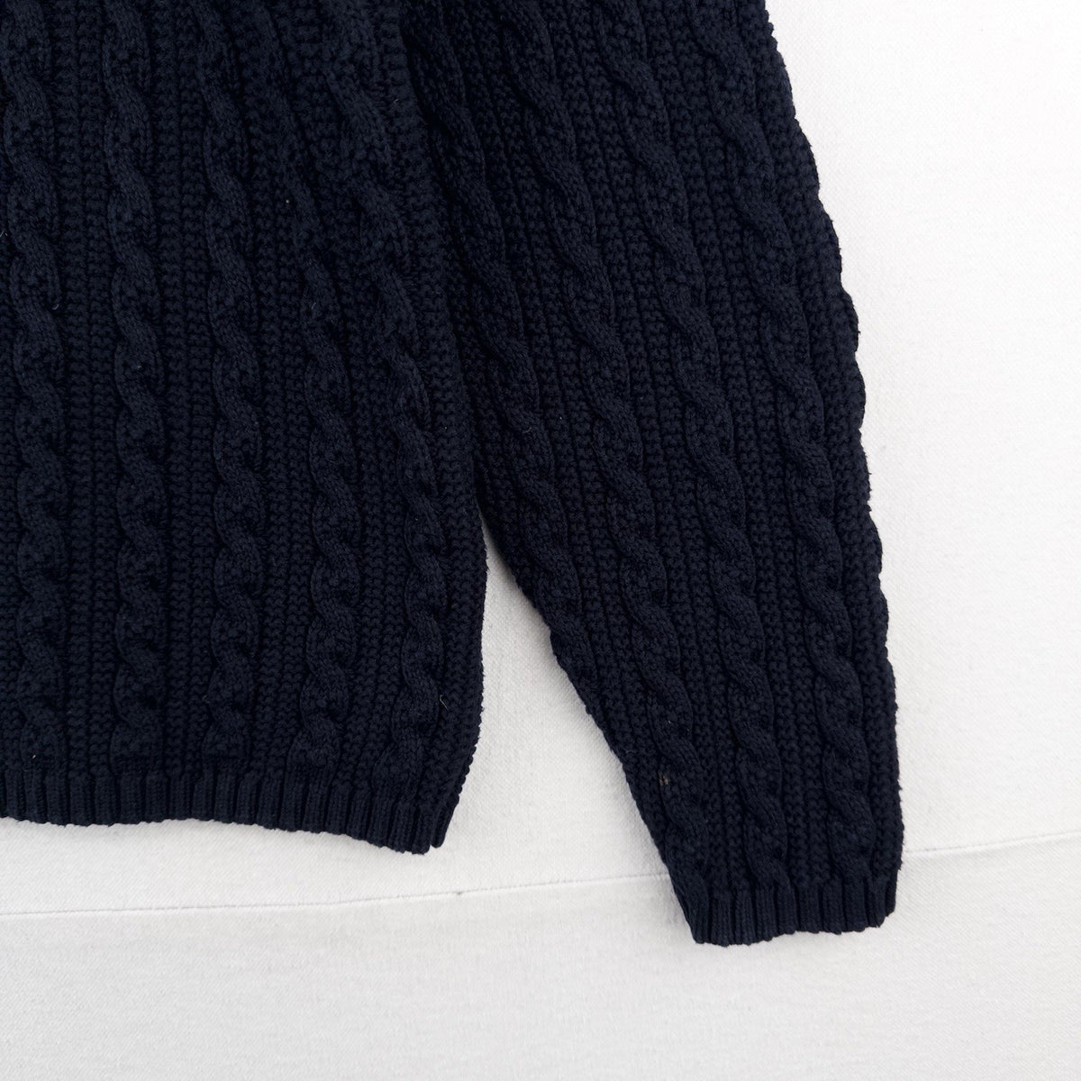80’s Vtg Lands End Sweater Womens L 14-16 Blue Fisherman Cable Knit Pullover USA