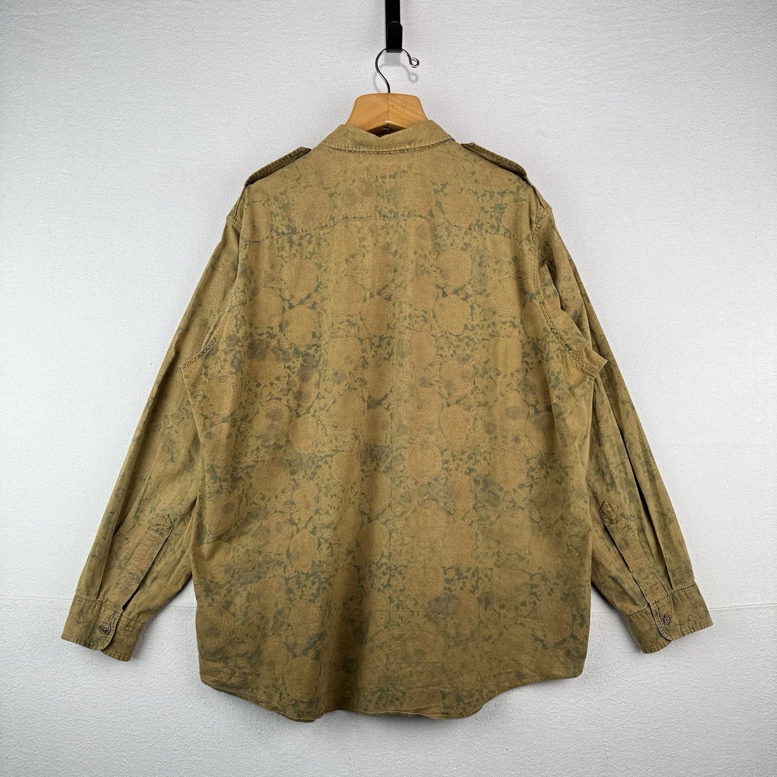 90’s Vtg Polo Ralph Lauren Safari Paisley Ink Wash Floral Button Shirt Mens 2XL