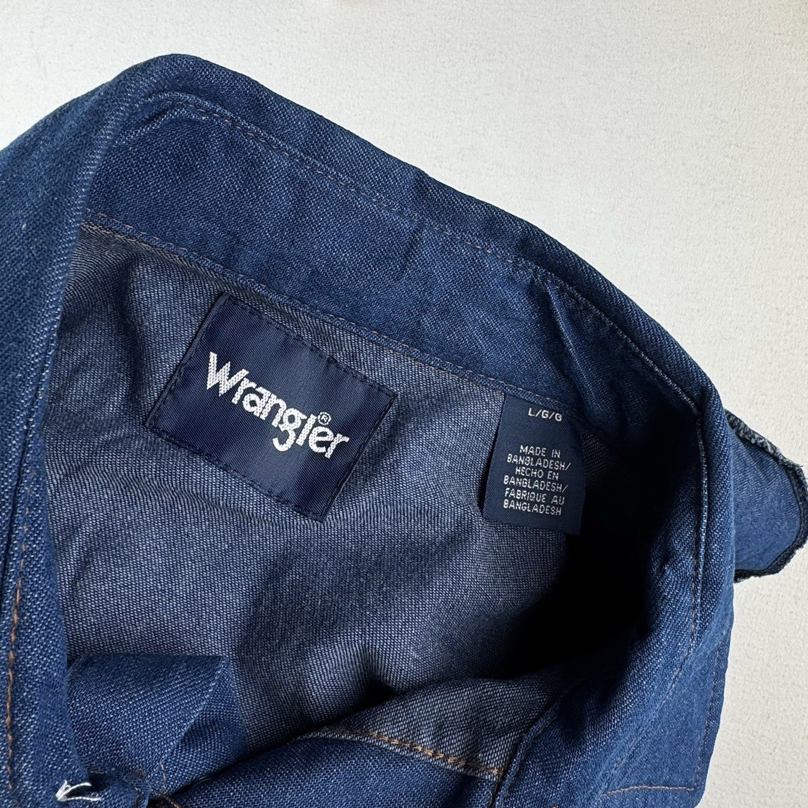 Vtg Wrangler Western Denim Pearl Snap Men’s Large Embroidered Speed Limit