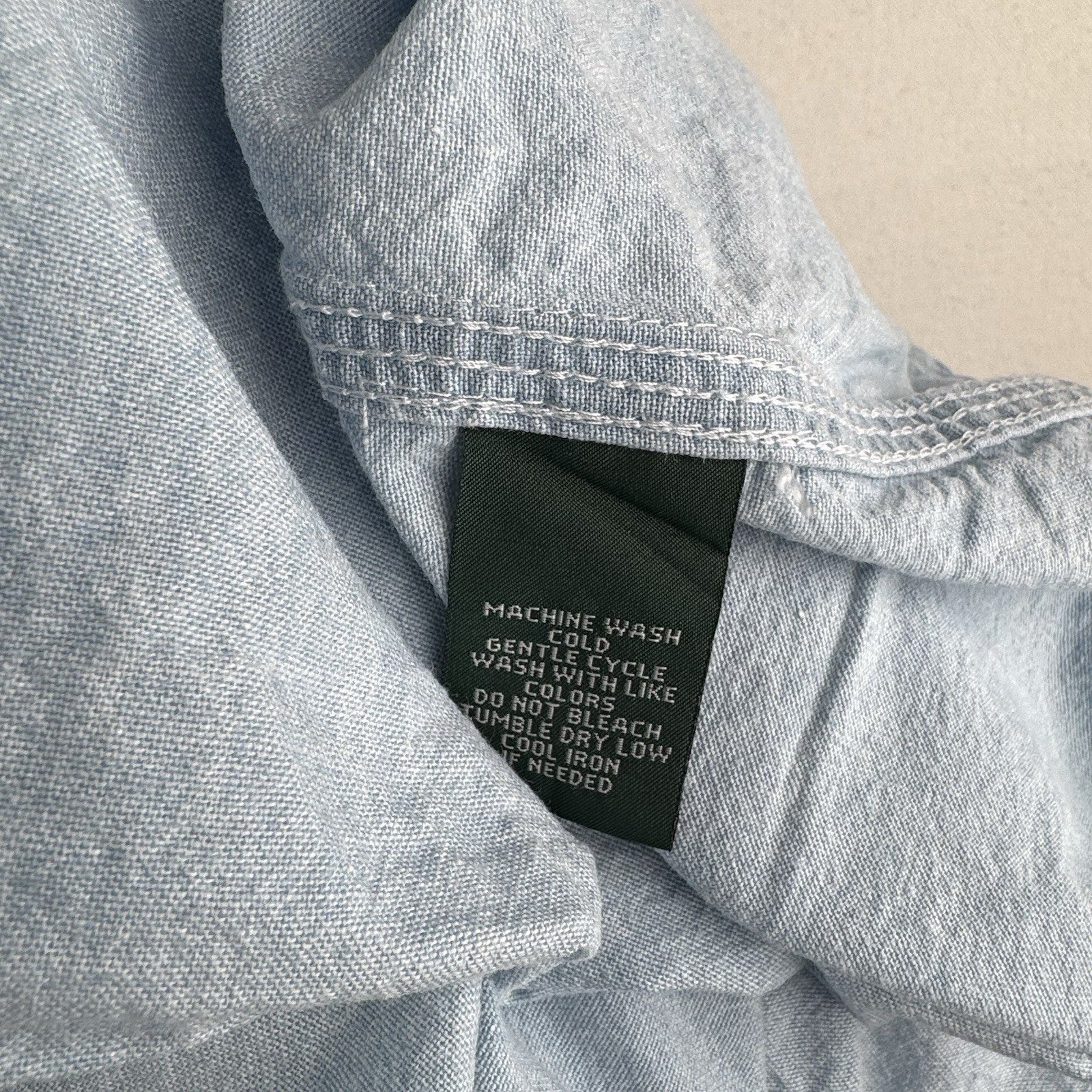 Lauren Ralph Lauren Women's 2X Blue Chambray Button Down Shirt 100% Cotton