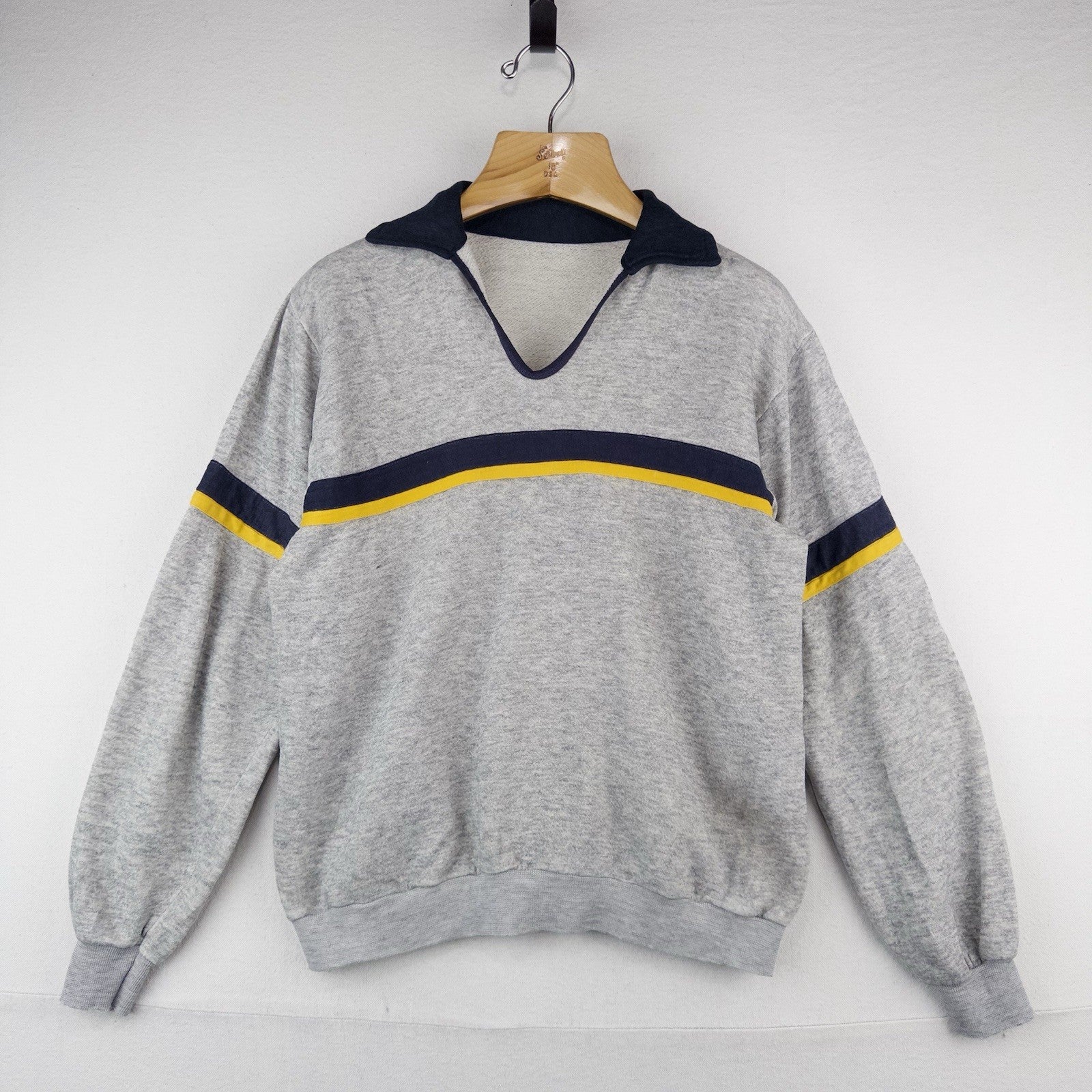 70’s Vtg Champion Skipper Collar Pullover Thin Sweatshirt M (42) Gray *No Tag