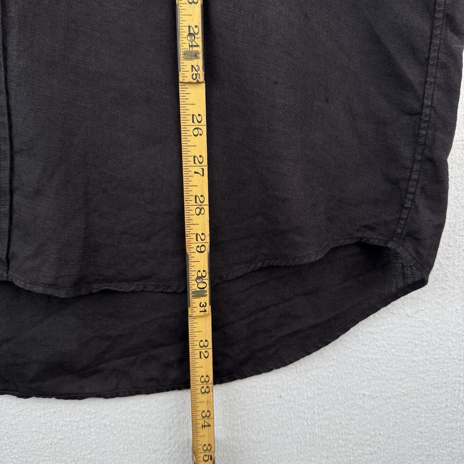 Vtg Ralph Lauren Blaire Black Linen Short Sleeve Shirt Mens Medium Button Down
