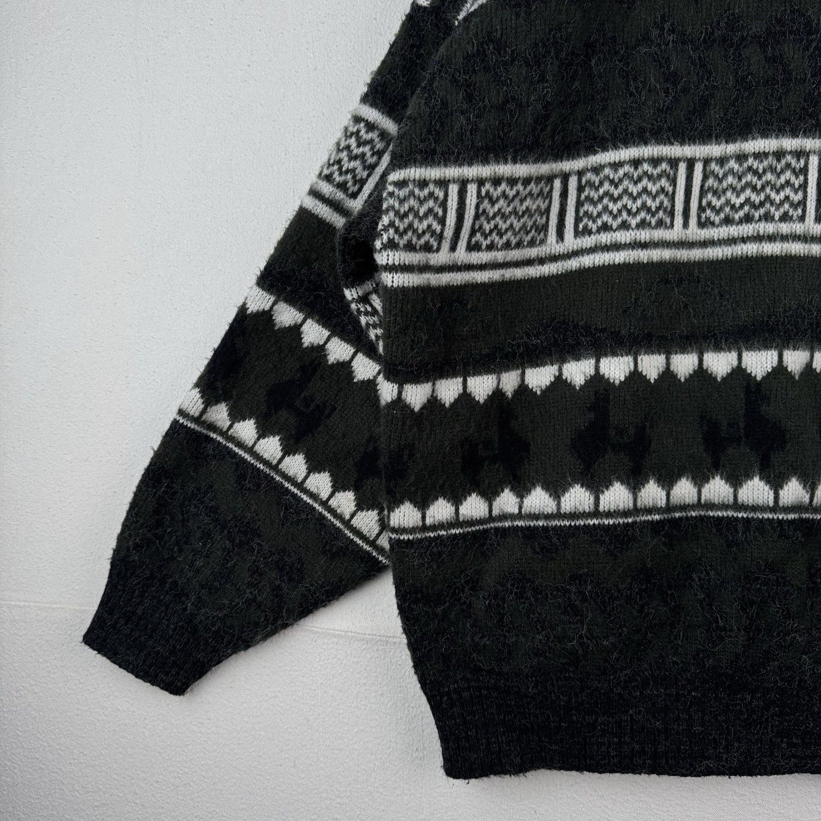 Tejidos Ruminahui Men's XL Southwest V-Neck Wool Cardigan Sweater Green Gray