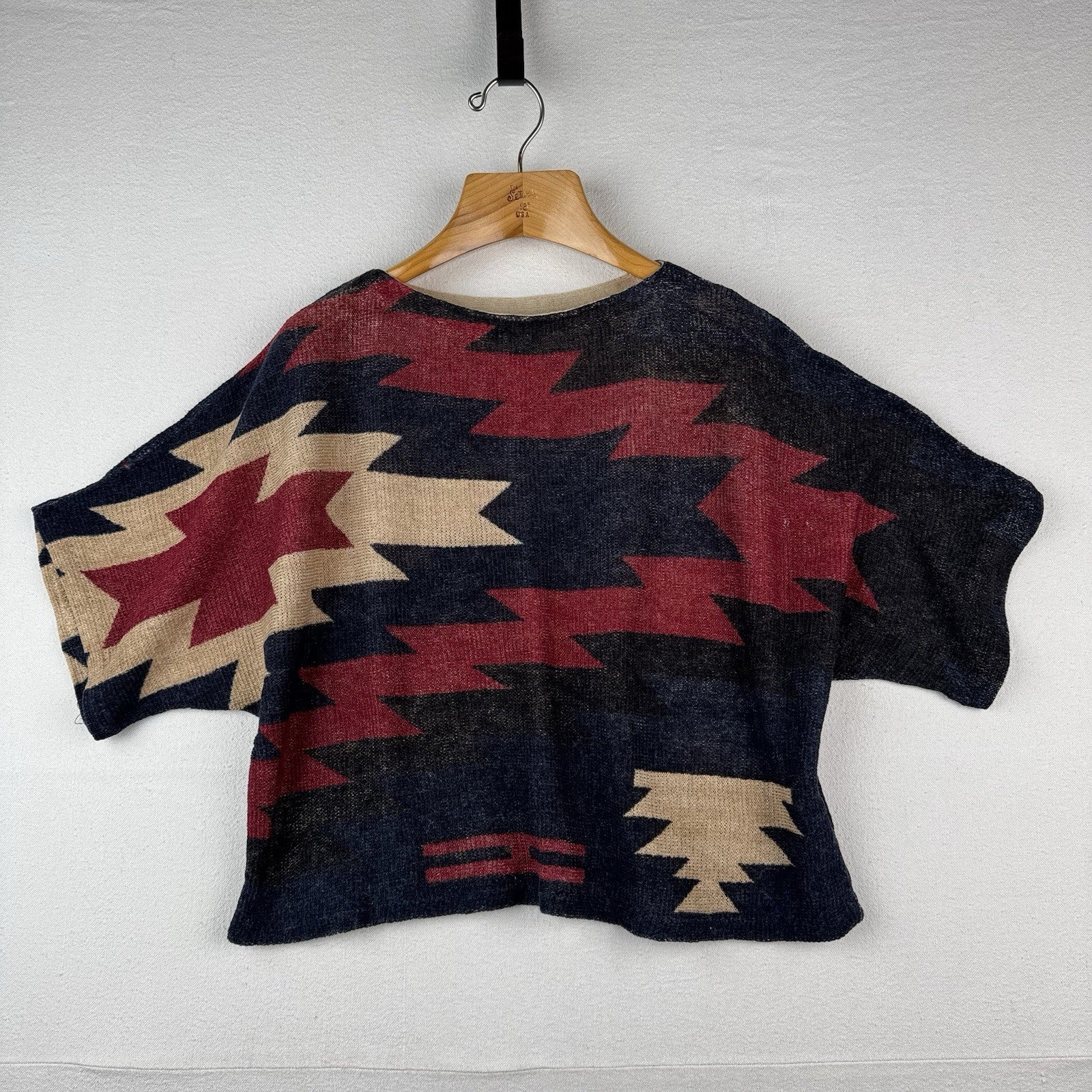 Ralph Lauren Linen Aztec Southwestern Women’s M Boat Neck Dolman Sleeve Sweater