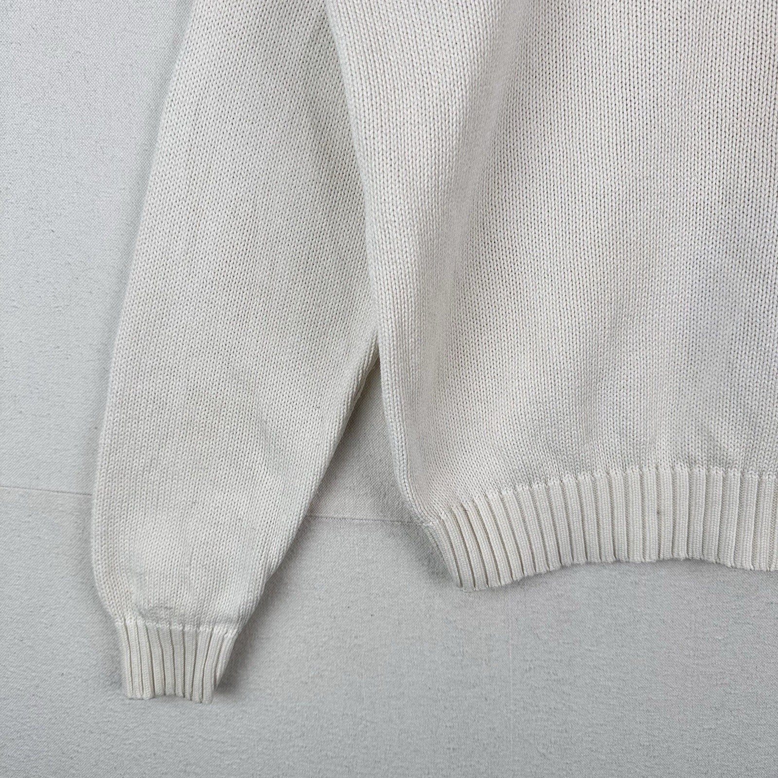 90’s Vintage Polo Ralph Lauren Men’s XL White Cotton Knit Crewneck Sweater *Read