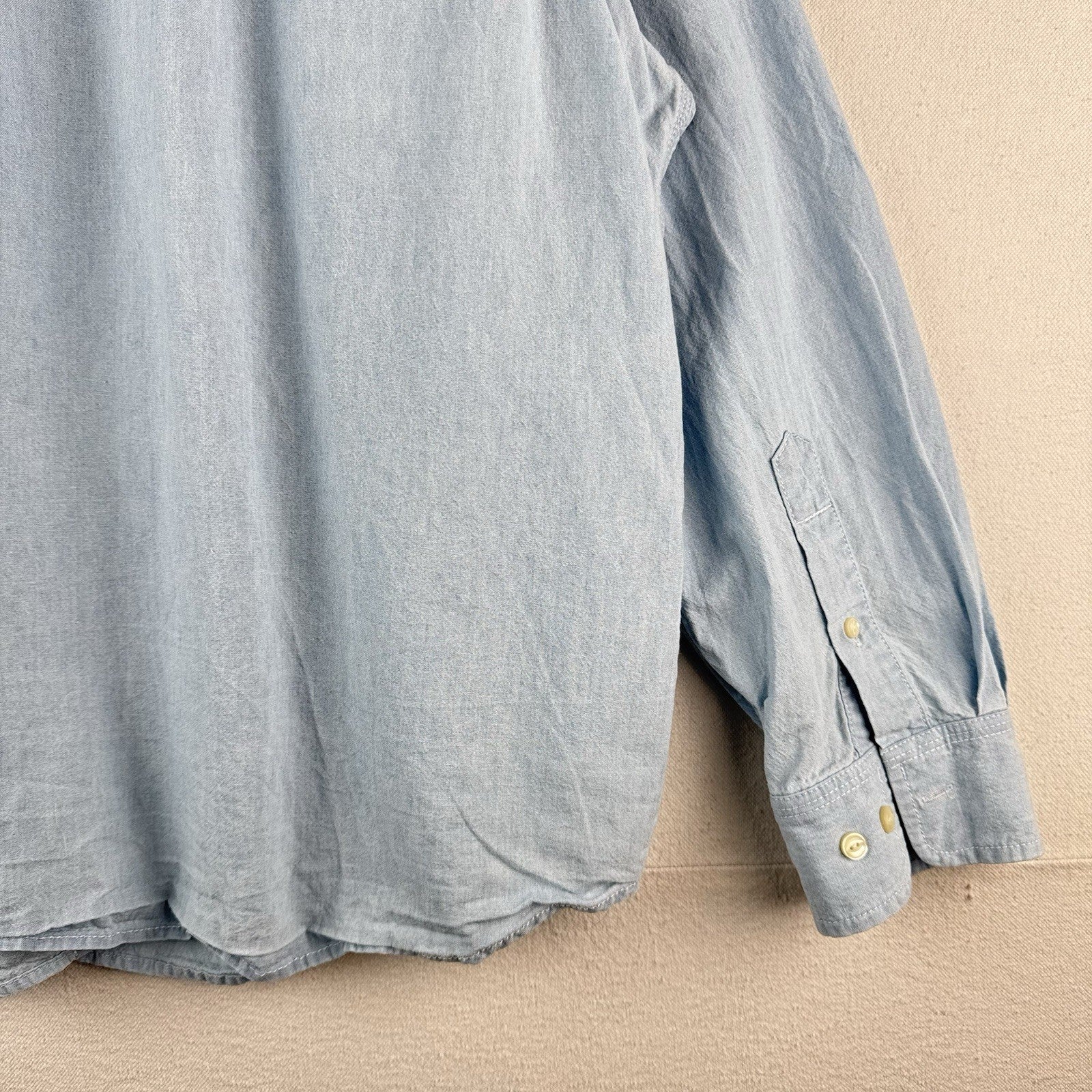 Lauren Ralph Lauren Women's 2X Blue Chambray Button Down Shirt 100% Cotton