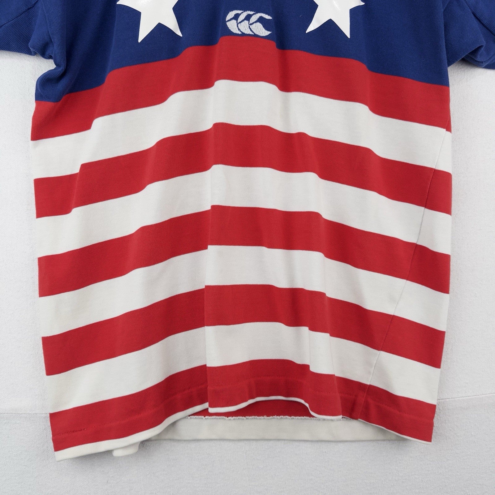 1993 Vtg Canterbury USA Rugby Flag Short Sleeve Polo League Jersey Mens XL (46)
