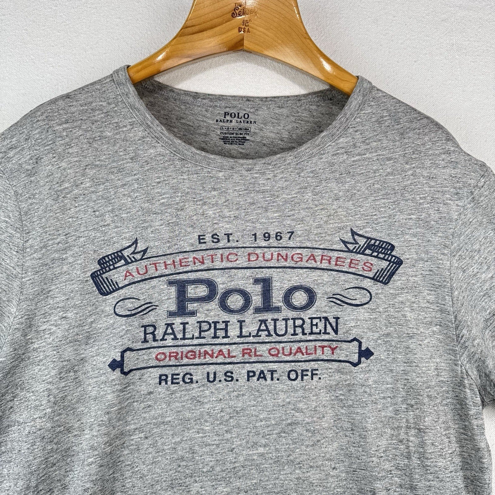 Polo Ralph Lauren Men’s L Authentic Dungarees RL Custom Slim Fit T-shirt Gray