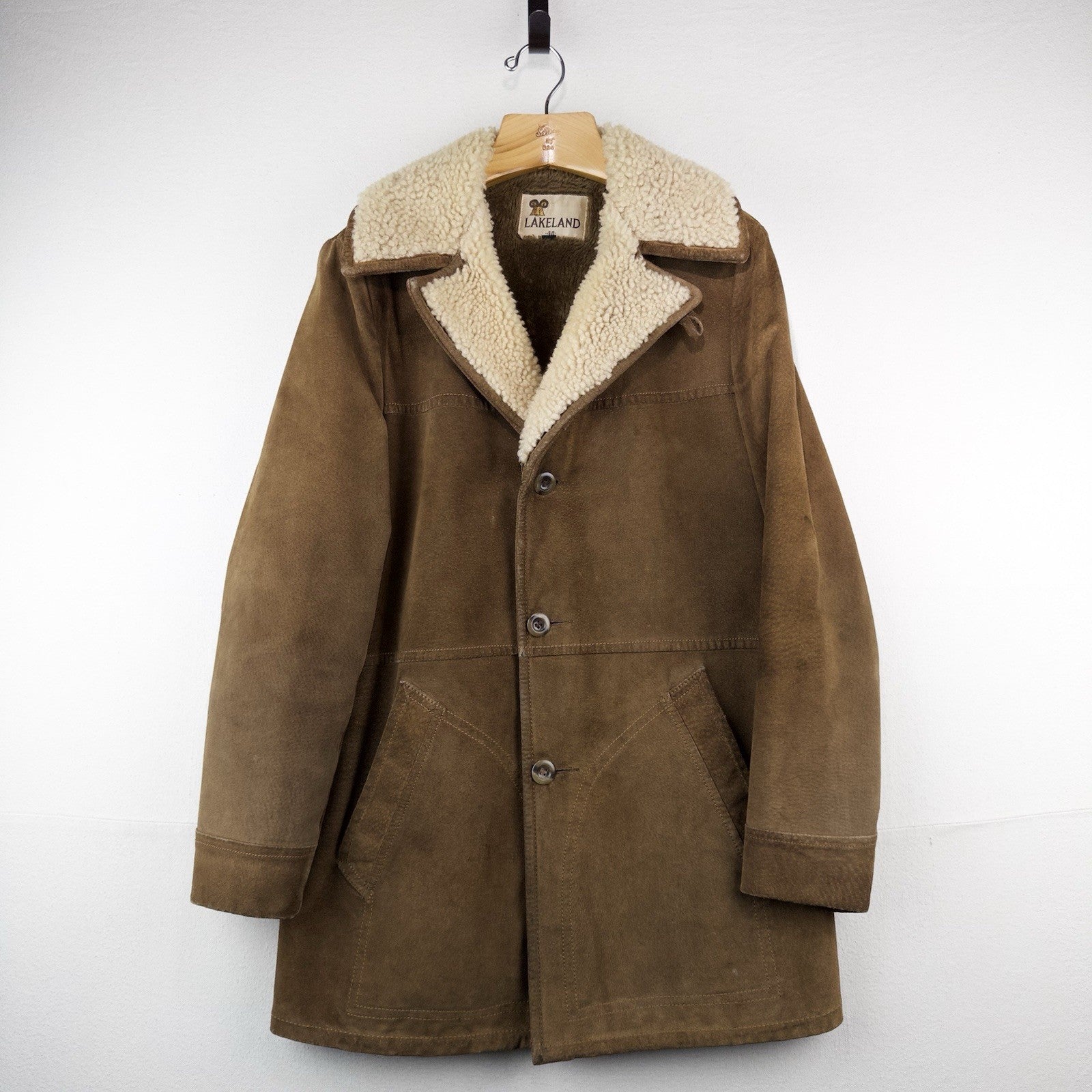 60’s Vtg Lakeland Suede Shearling Rancher Jacket Sherpa Collar Men’s 40 Long USA