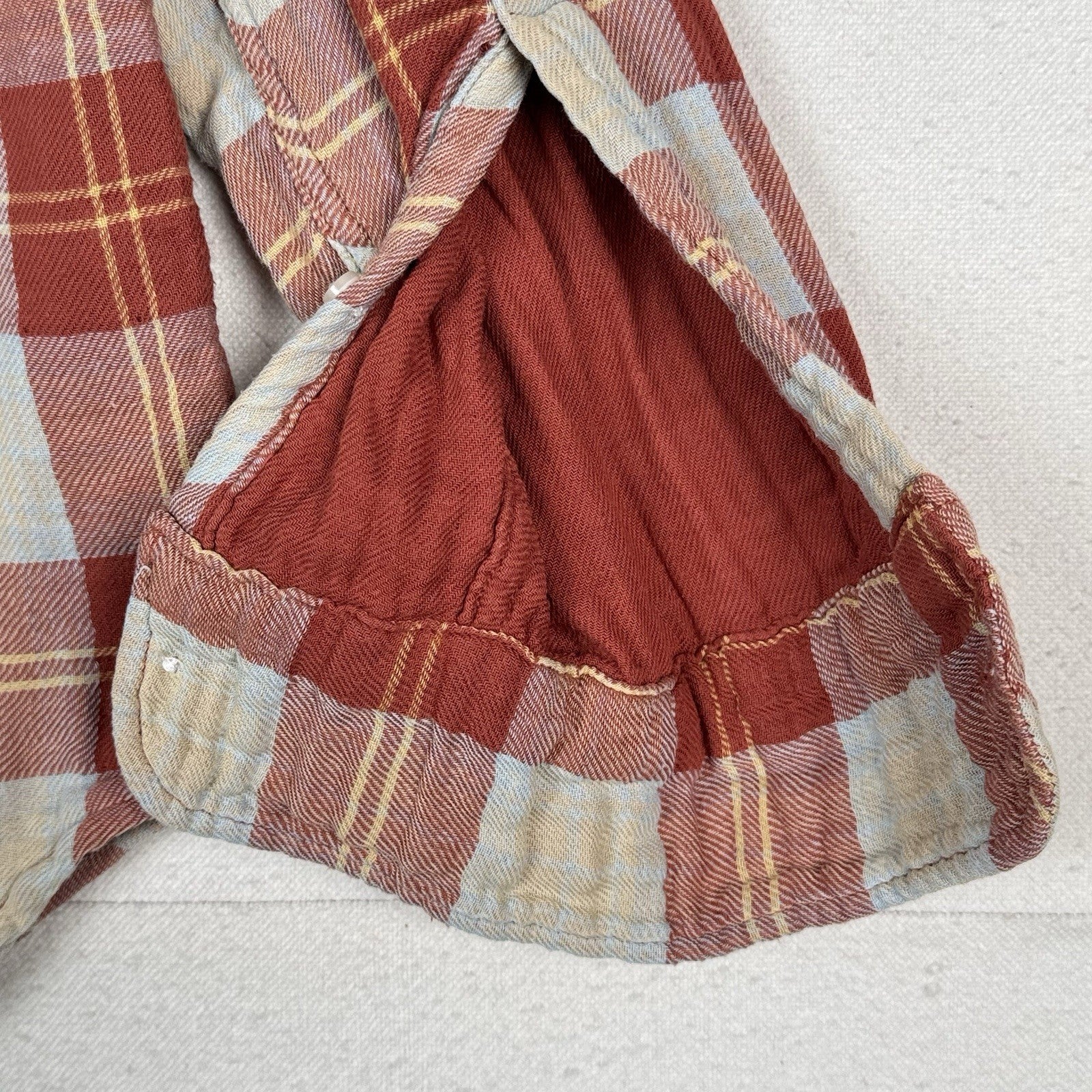J.Crew Shirt Men’s L Double Weave Slim Fit Plaid Shirt Burnt Orange Red