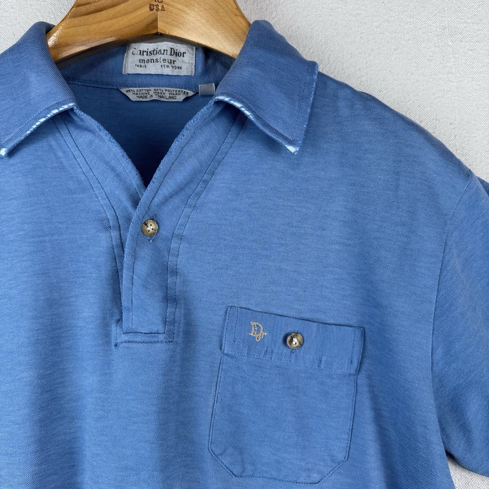 70’s Vintage Christian Dior Monseiur Polo Cabana Shirt Men’s Large *Distressed
